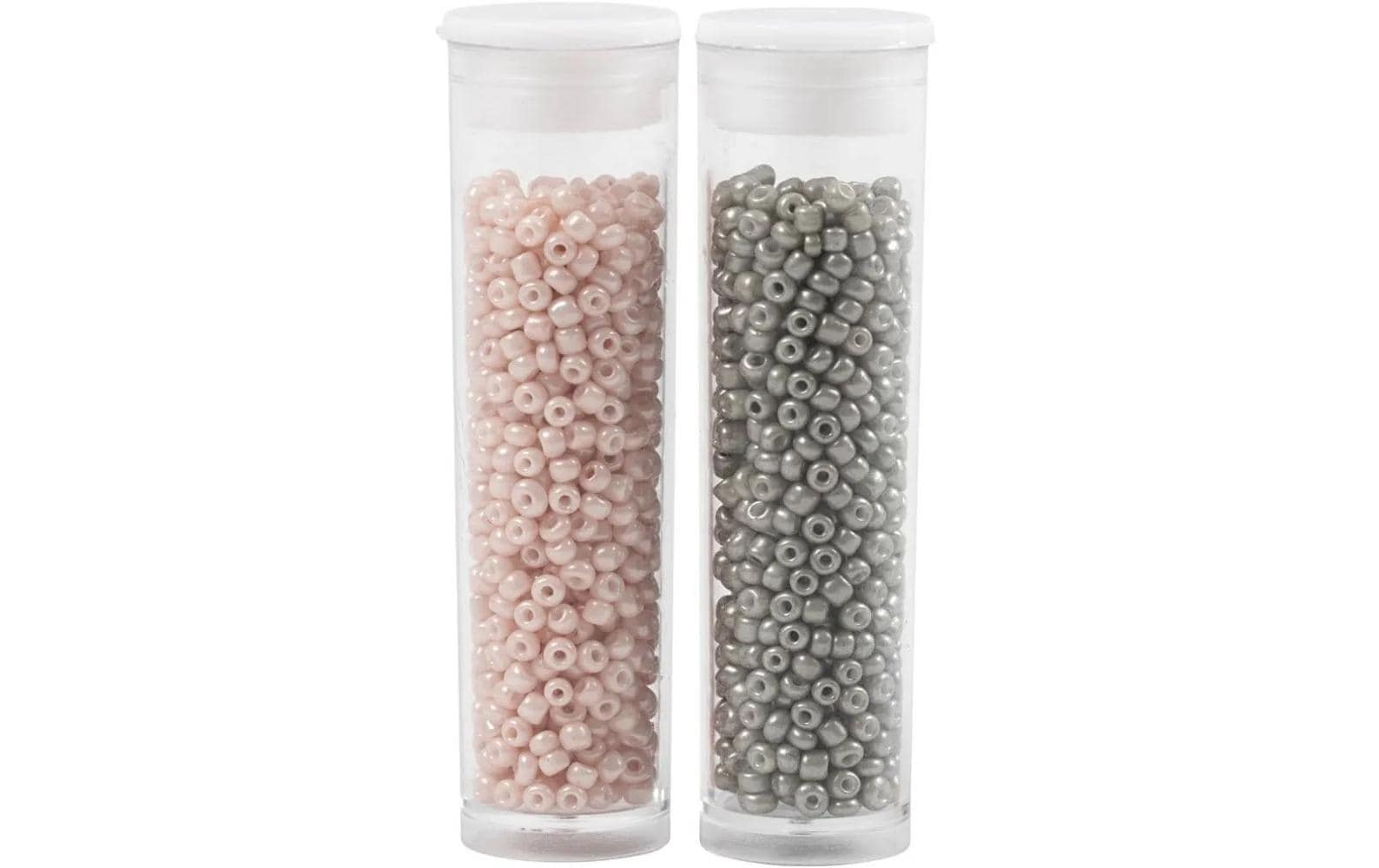 Creativ Company Rocailles Glasperlen grau/Rosé, 2x7 g, D: 1.7 mm, L: 0.5-0.8mm