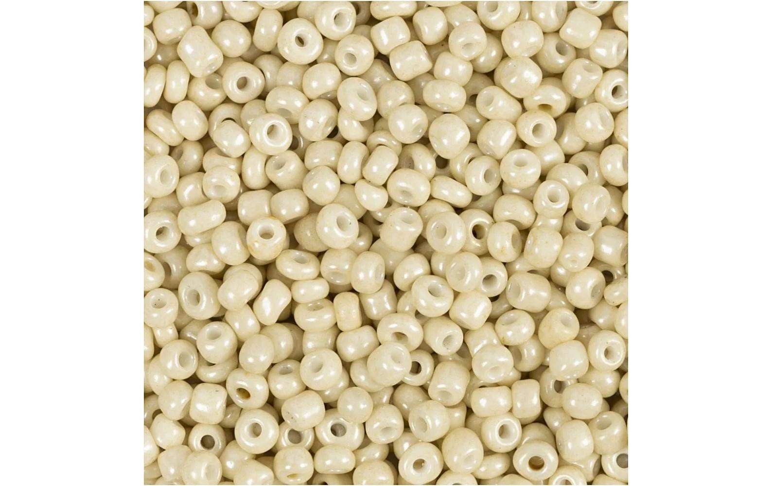 Creativ Company Rocailles Glasperlen creme, 25 g, D: 3 mm, L: 0.6-1.0 mm