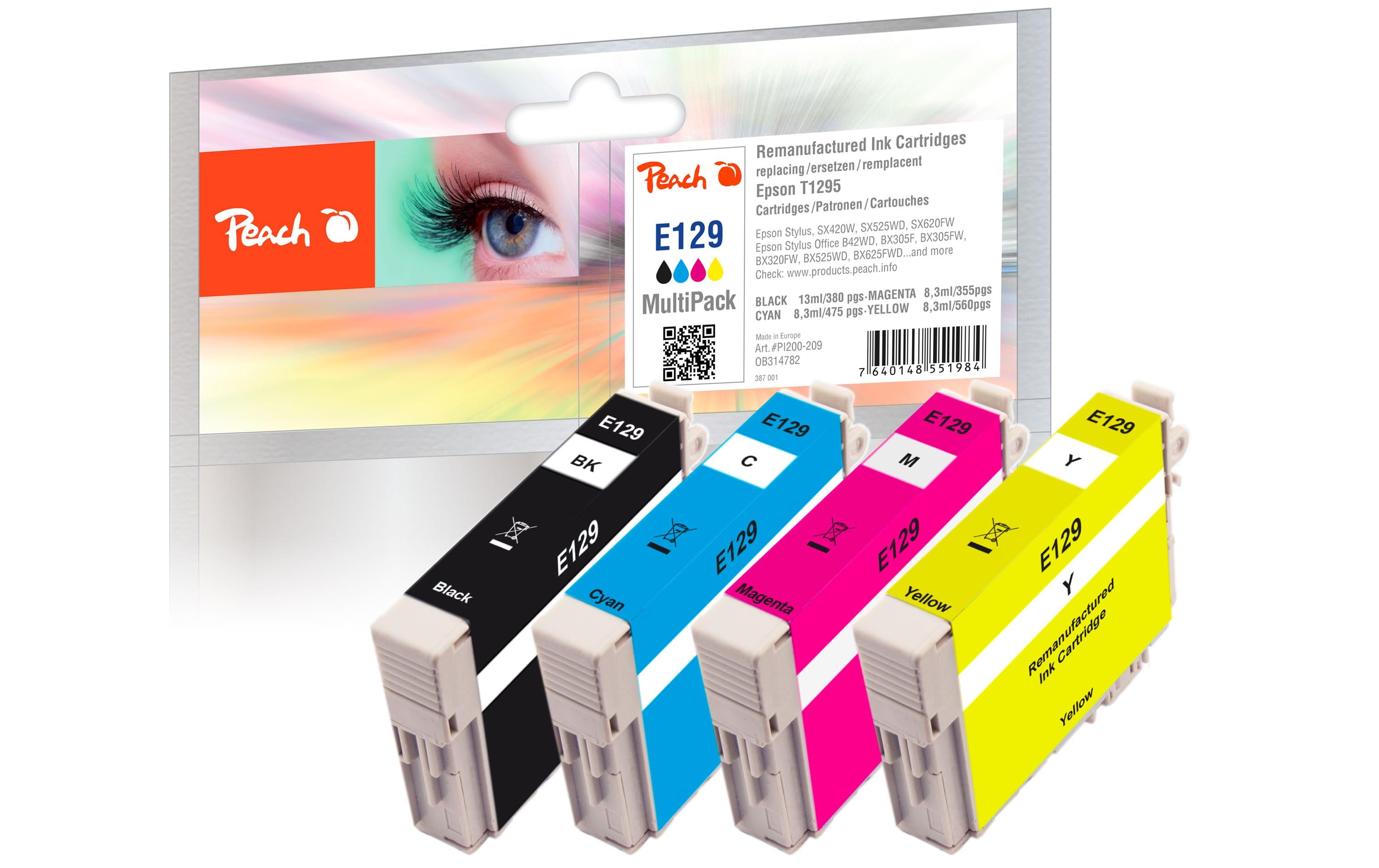 Peach Epson SX420W, Multi-Pack, T1295 1x13, 3x8,3 ml,380,475,355,560 S.