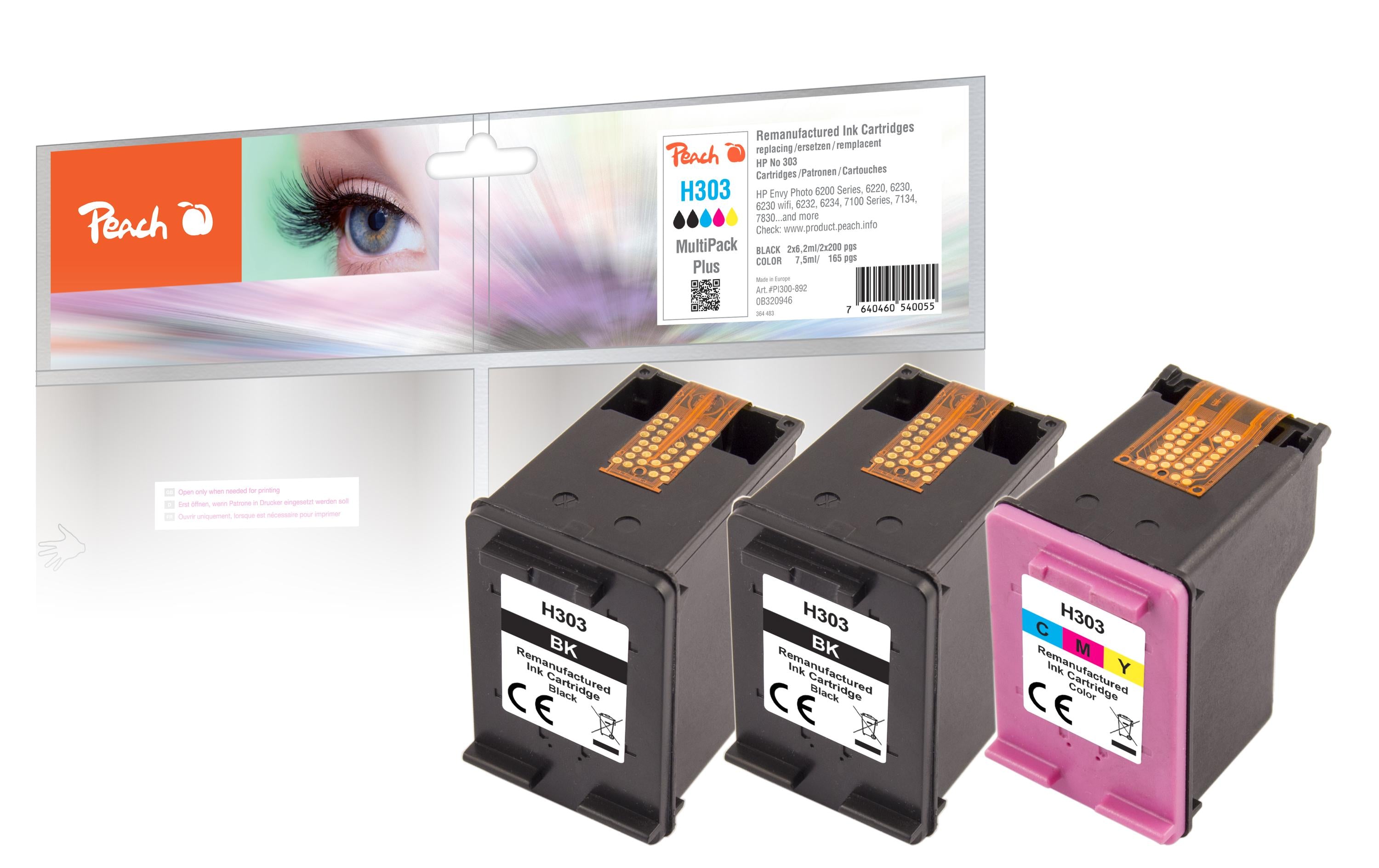 Peach HP No. 303, Multi-Pack, 3YM92A R&D ml,1x200, 1x165 Seiten
