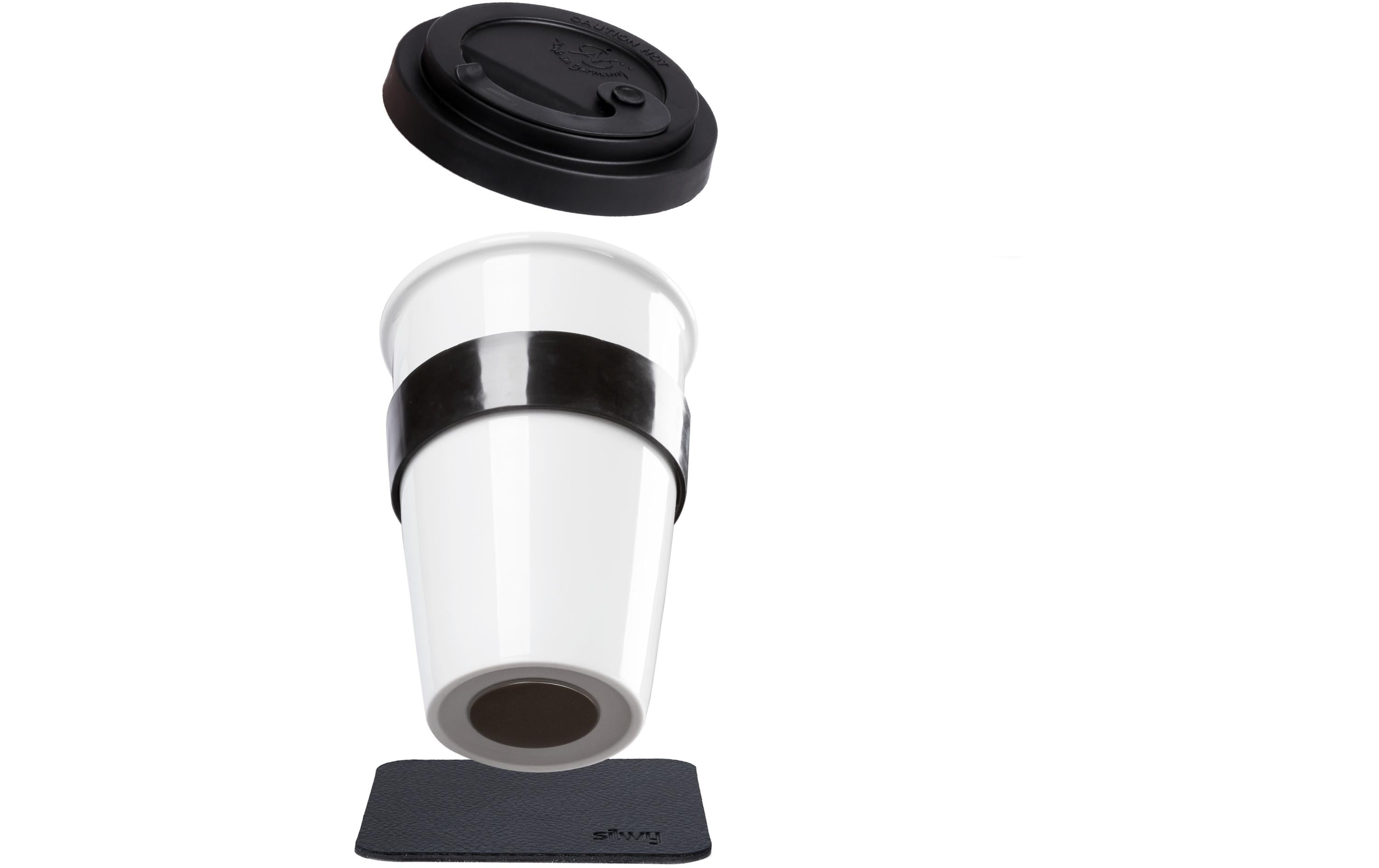 Porzellan TO-GO-CUP Set inkl. Untersetzer BLACK