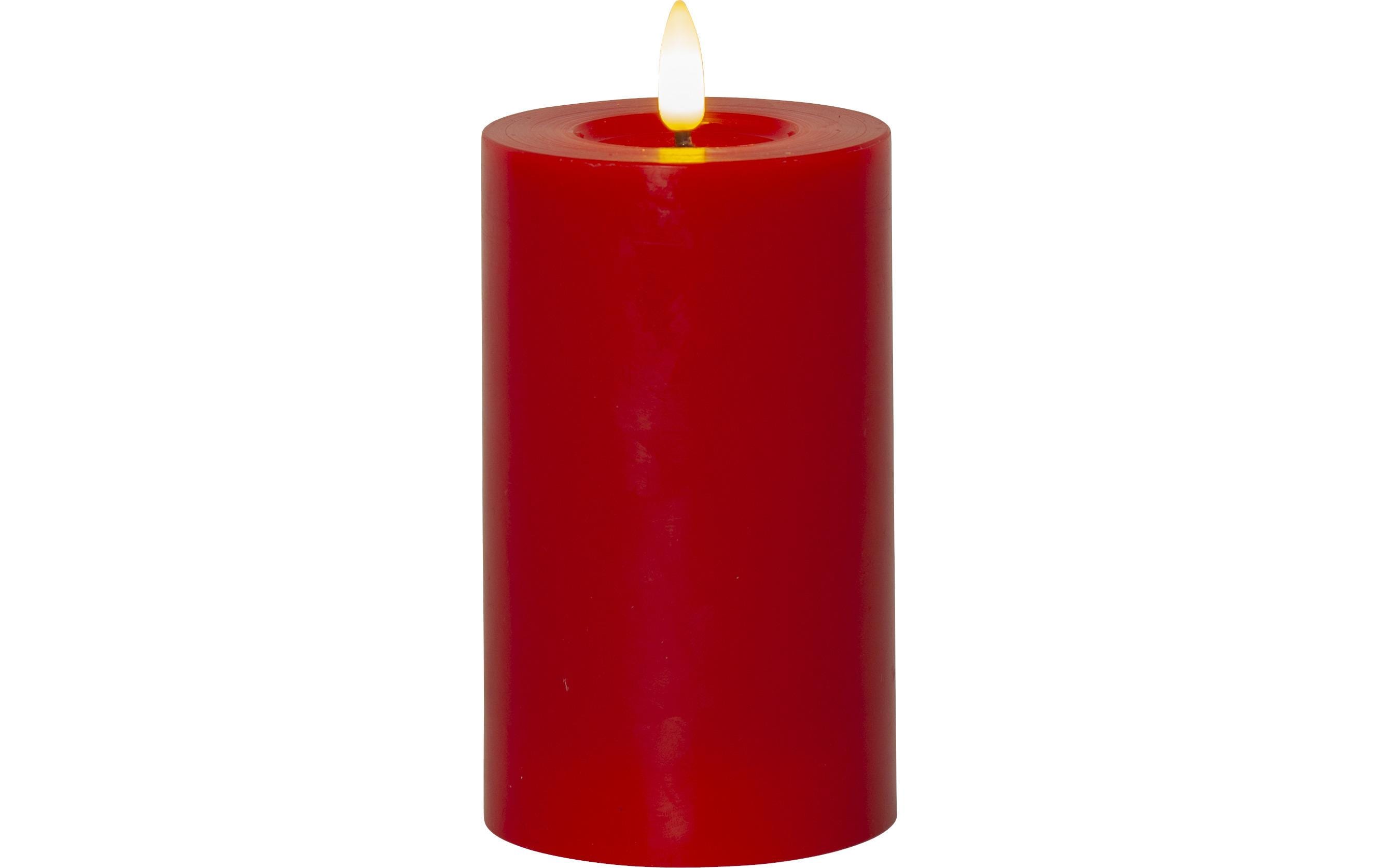 Star Trading LED Pillar Kerze Flamme Flow Indoor, Rot, 15 cm höhe, Timerfunktion