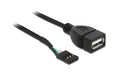 Delock Kabel USB Pin Header Buchse zu USB 2.0 Typ-A Buchse, 20cm