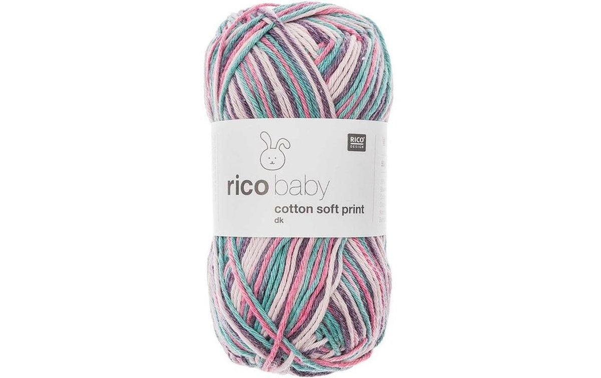 Rico Baby Cotton Soft Print DK, rosa-Türkis 50 g, 125 m, 50 % CO, 50 % PAN