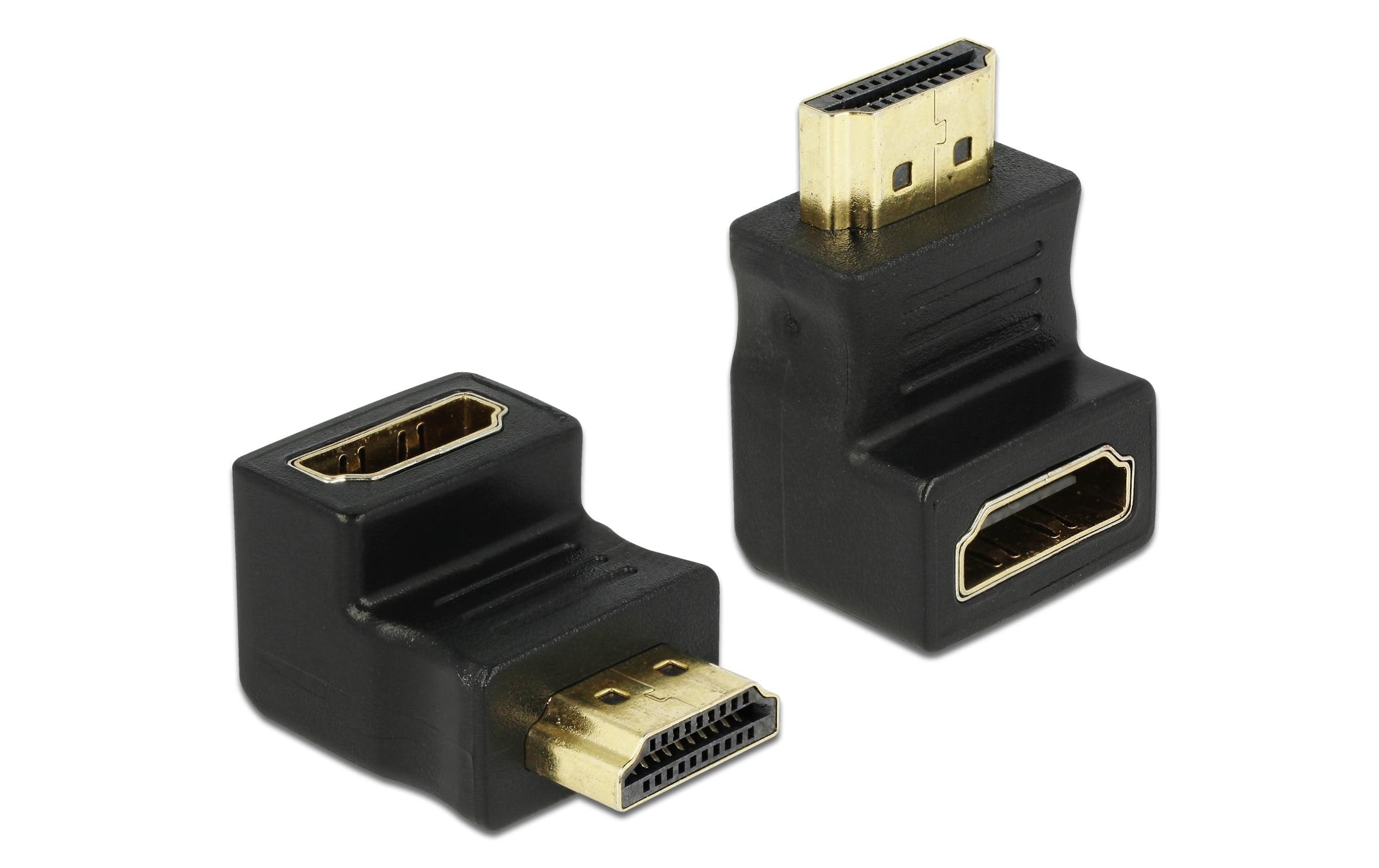 Delock Adapter HDMI-A zu HDMI-A Stecker/Buchse, 90 Grad unten gewinkelt