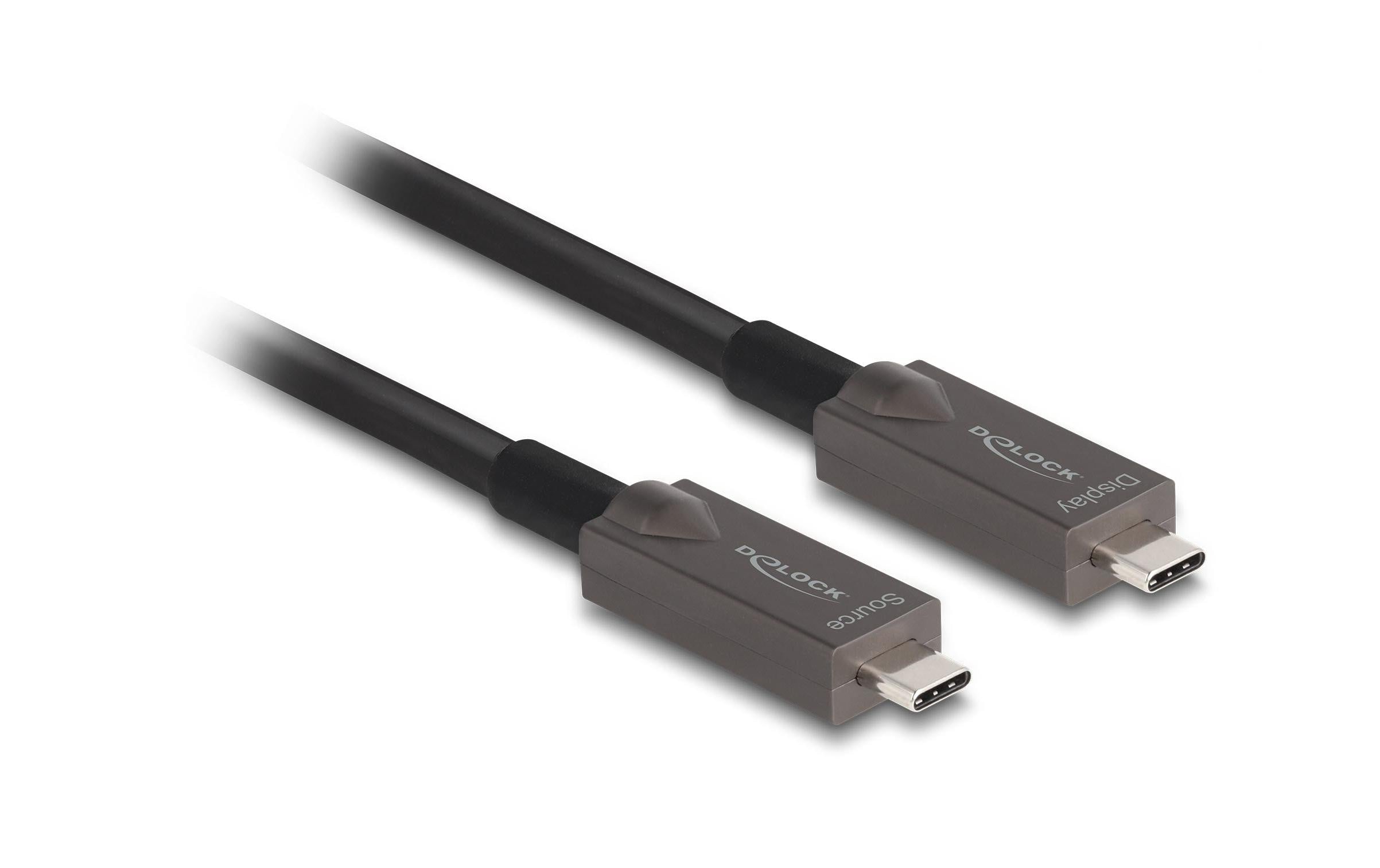 Delock Aktives Optisches Kabel USB-C Video+Daten+PD, 10m, schwarz