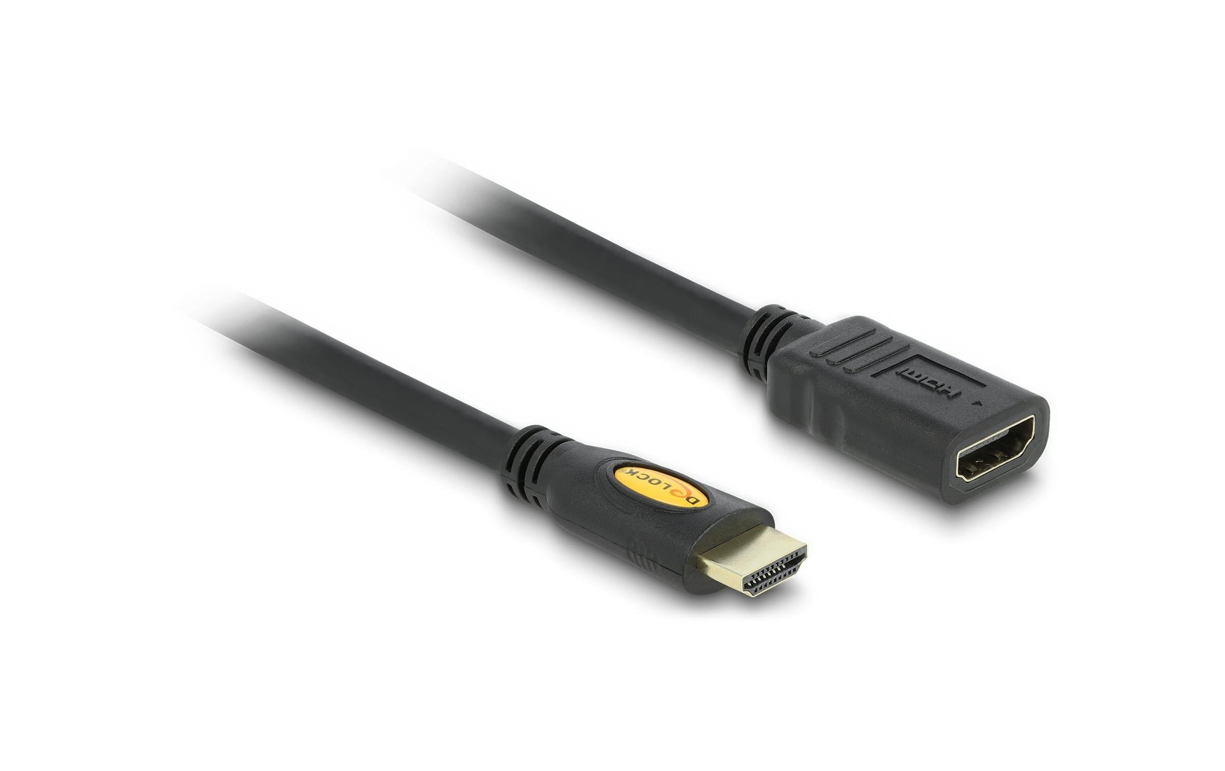Delock HDMI-A Stecker zu HDMI-A Buchse Verlängerung, 4K 30Hz, 2m, schwarz