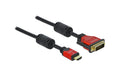 Delock HDMI-A Buchse zu DVI 24+1 Stecker 5m, rot