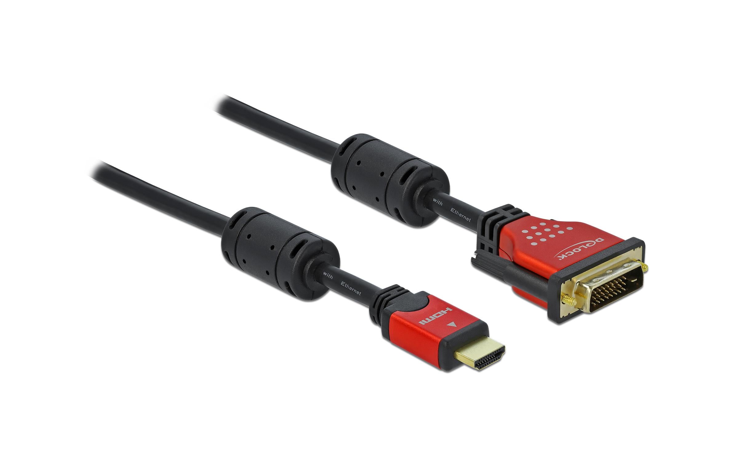 Delock HDMI-A Buchse zu DVI 24+1 Stecker 5m, rot