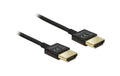 Delock HDMI-A Stecker zu HDMI-A Stecker 4K, 0.25m, schwarz, High Quality Slim