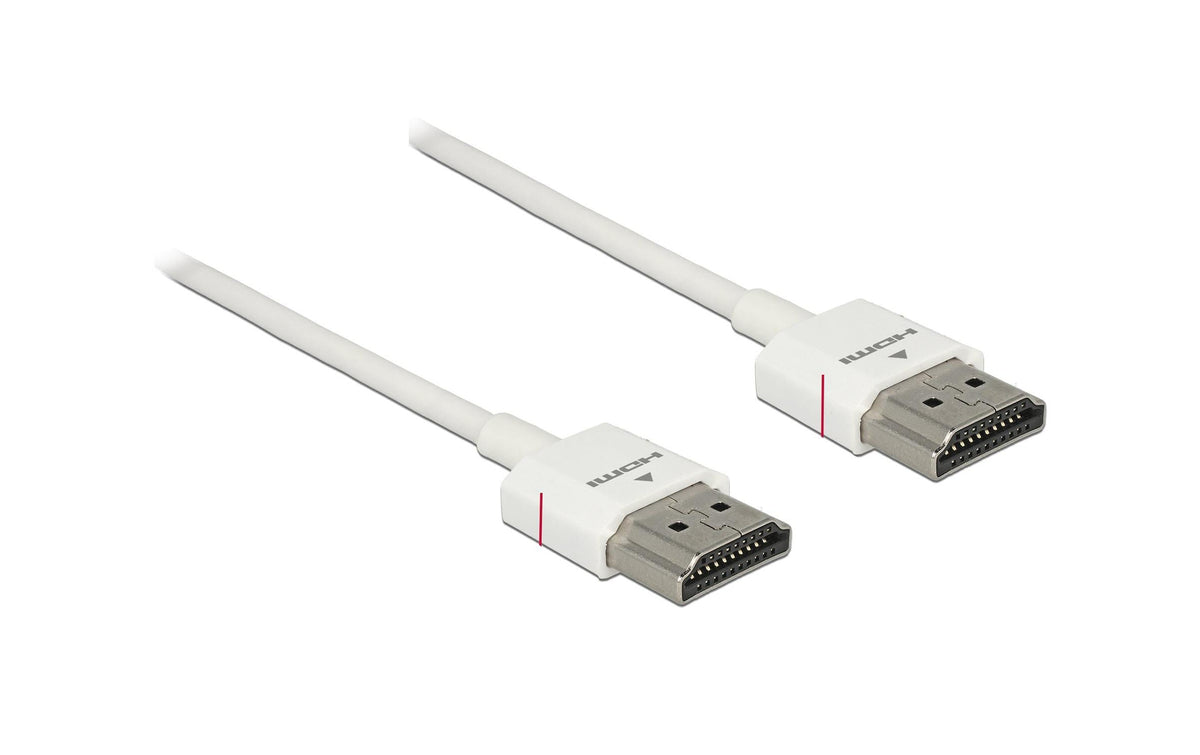 Delock HDMI-A Stecker zu HDMI-A Stecker 4K, 1.5m, weiss, High Quality Slim