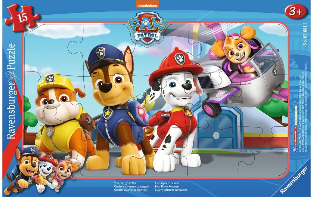Puzzle Paw Patrol - Vier mutige Retter 15 Teile