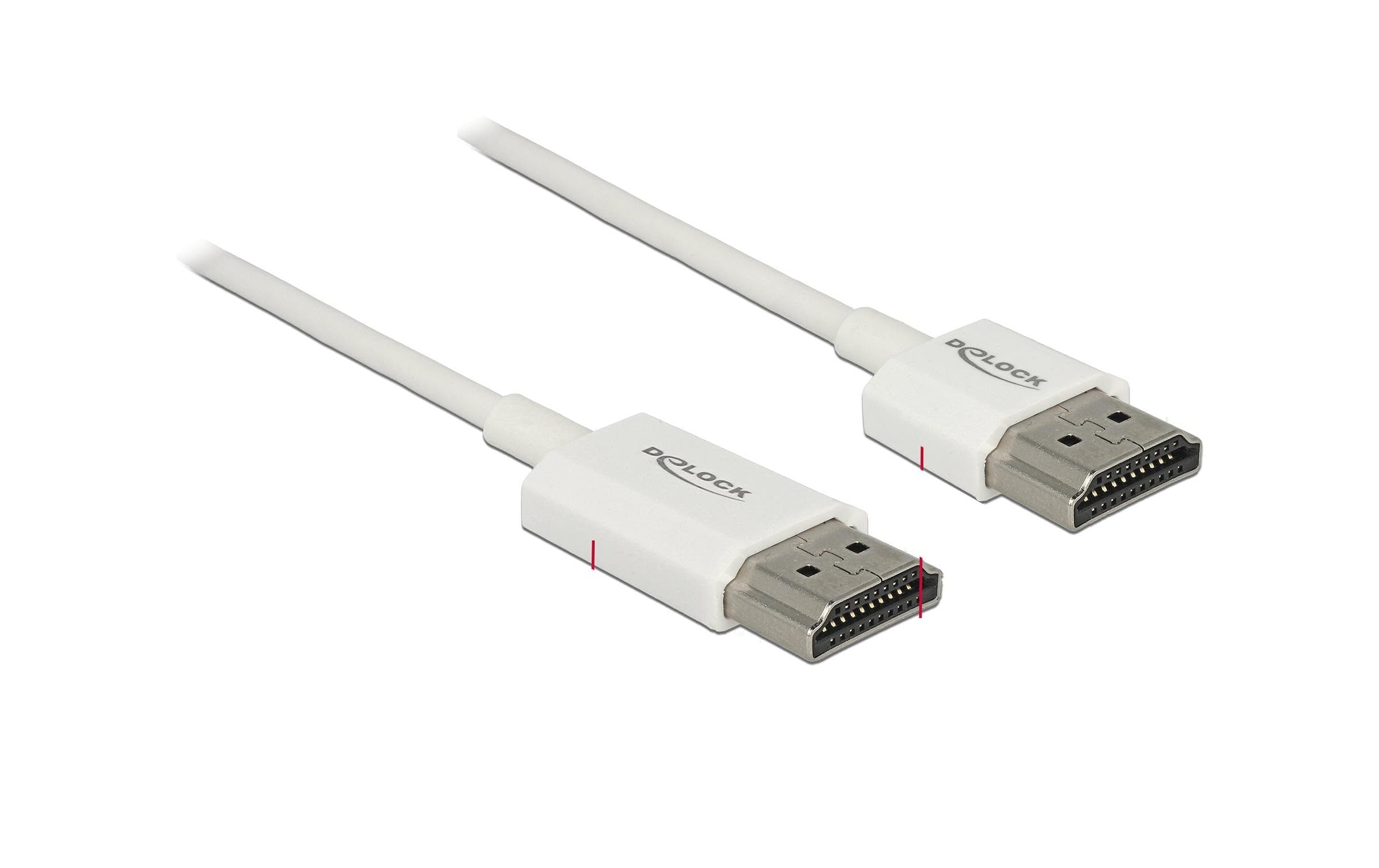 Delock HDMI-A Stecker zu HDMI-A Stecker 4K, 3m, weiss, High Quality Slim