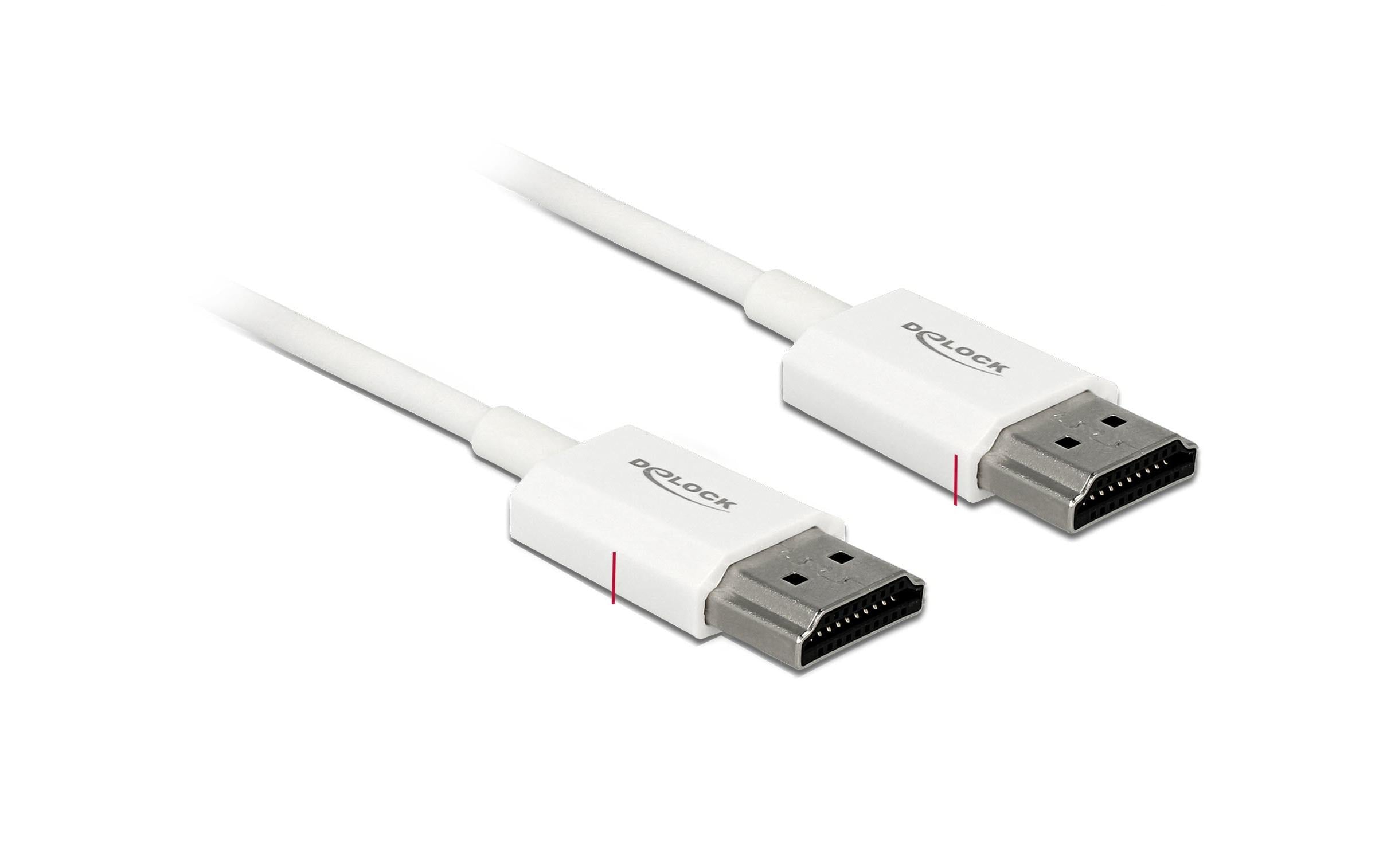 Delock HDMI-A Stecker zu HDMI-A Stecker 4K, 4.5m, weiss, High Quality Slim