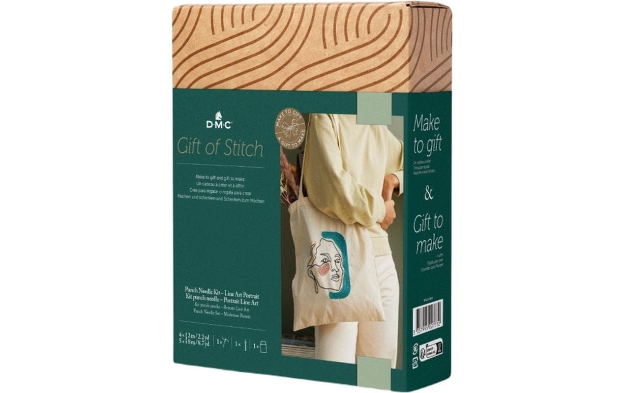 DMC Gift of Stitch Punch Needle Set Einkaufstasche Portrait, 35 x 42 cm