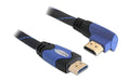 Delock HDMI-A zu HDMI-A Stecker/Stecker mit Ethernet, gewinkelt links, 2m, blau