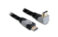 Delock HDMI-A zu HDMI-A Stecker/Stecker mit Ethernet, gewinkelt oben, 2m, grau