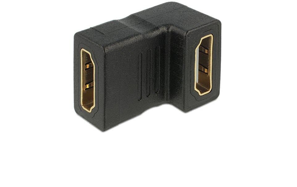 Delock Adapter HDMI zu HDMI Buchse/Buchse, 90 Grad unten gewinkelt