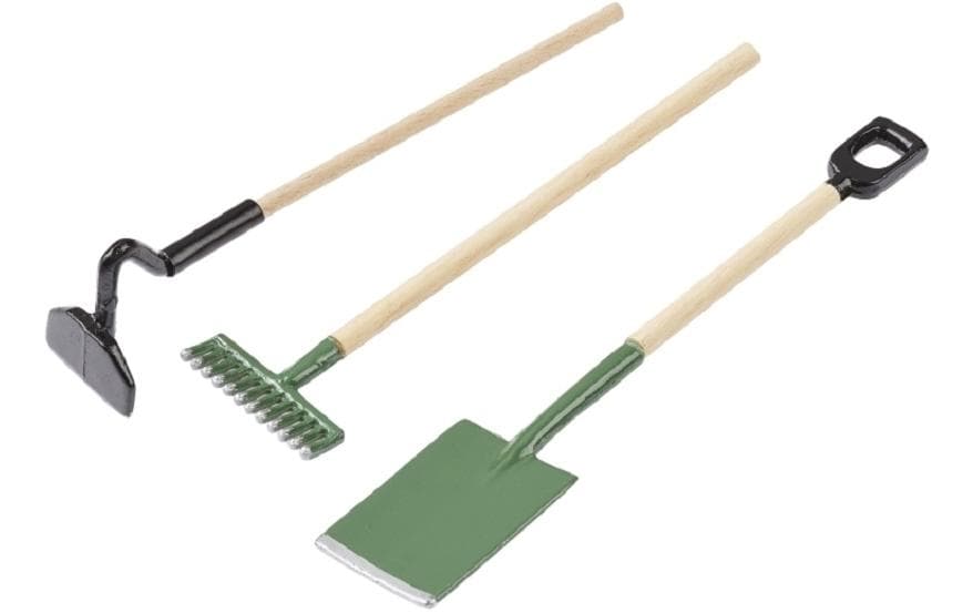 Hobbyfun Mini-Garten Gartenwerkzeug Set 9 cm, 3 Stück, sortiert