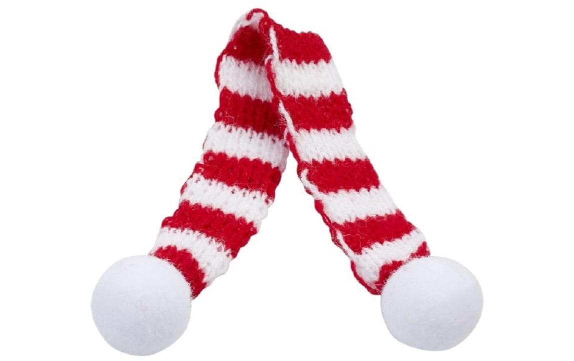 Hobbyfun Mini-Weihnachten Schal rot/weiss 15 cm, 2 Stück