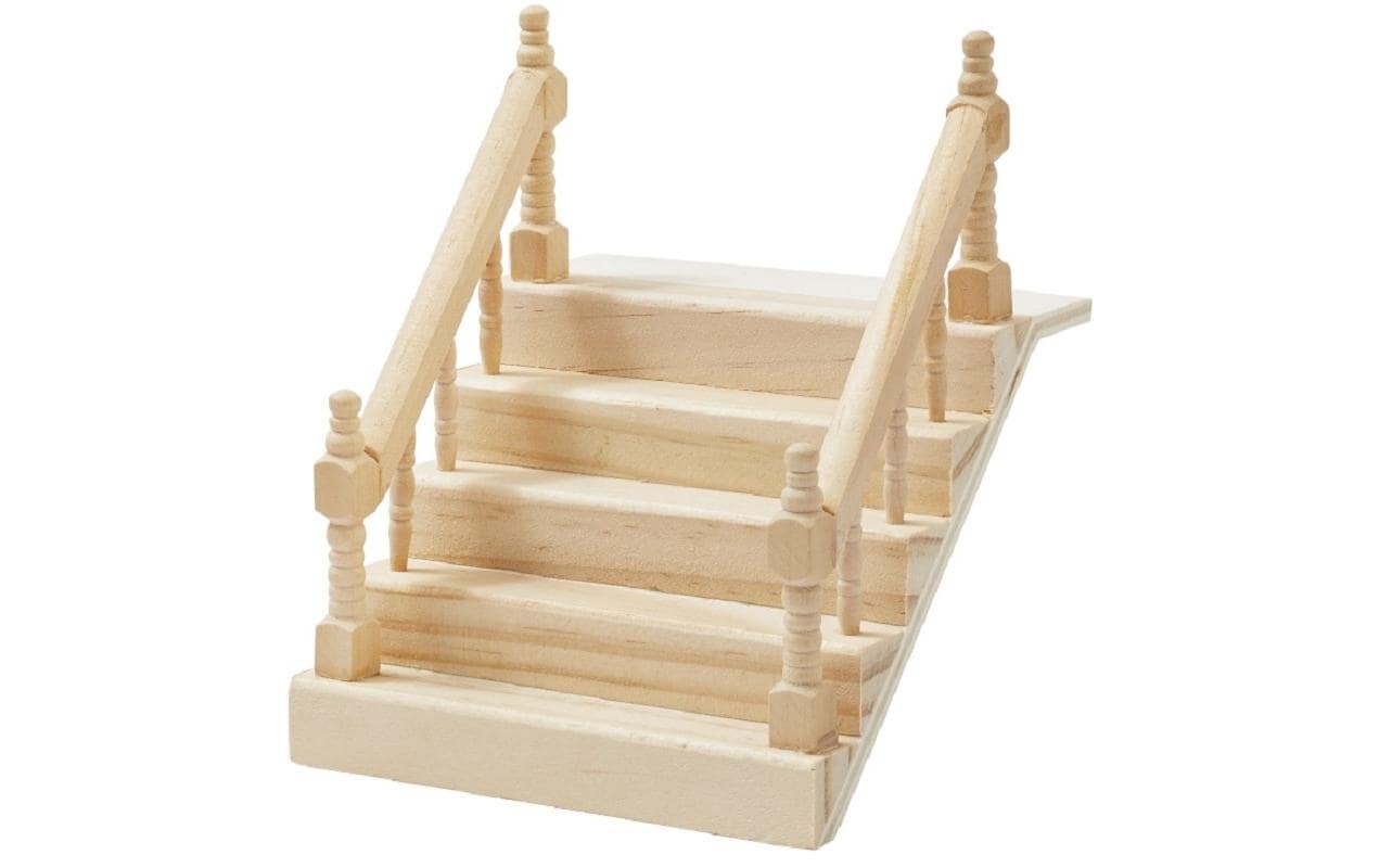 Hobbyfun Mini-Haus Treppe mit Handlauf Holz 10.5 cm breit