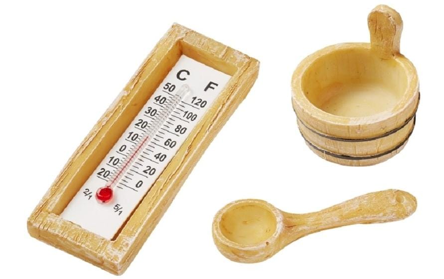 Hobbyfun Mini-Haus Sauna Zubehör 3 - 6 cm, 3 teilig