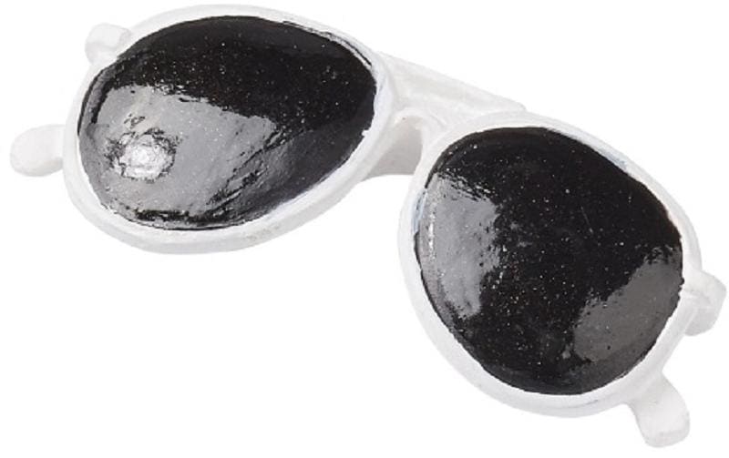 Hobbyfun Mini-Utensilien Sonnenbrille weiss 3 cm, 2 Stück