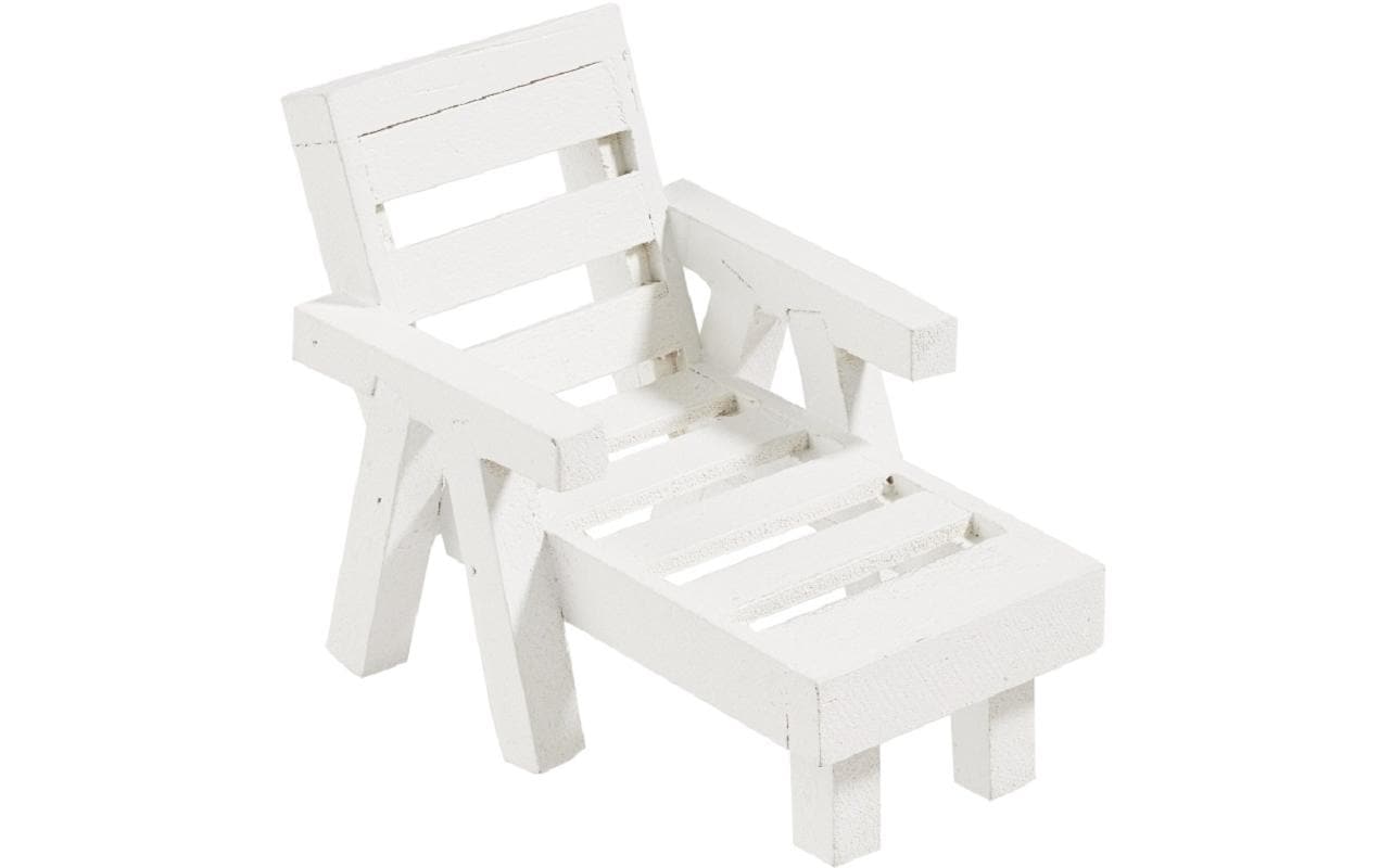 Hobbyfun Mini-Möbel Liege Holz weiss 8 x 5 x 5.5 cm