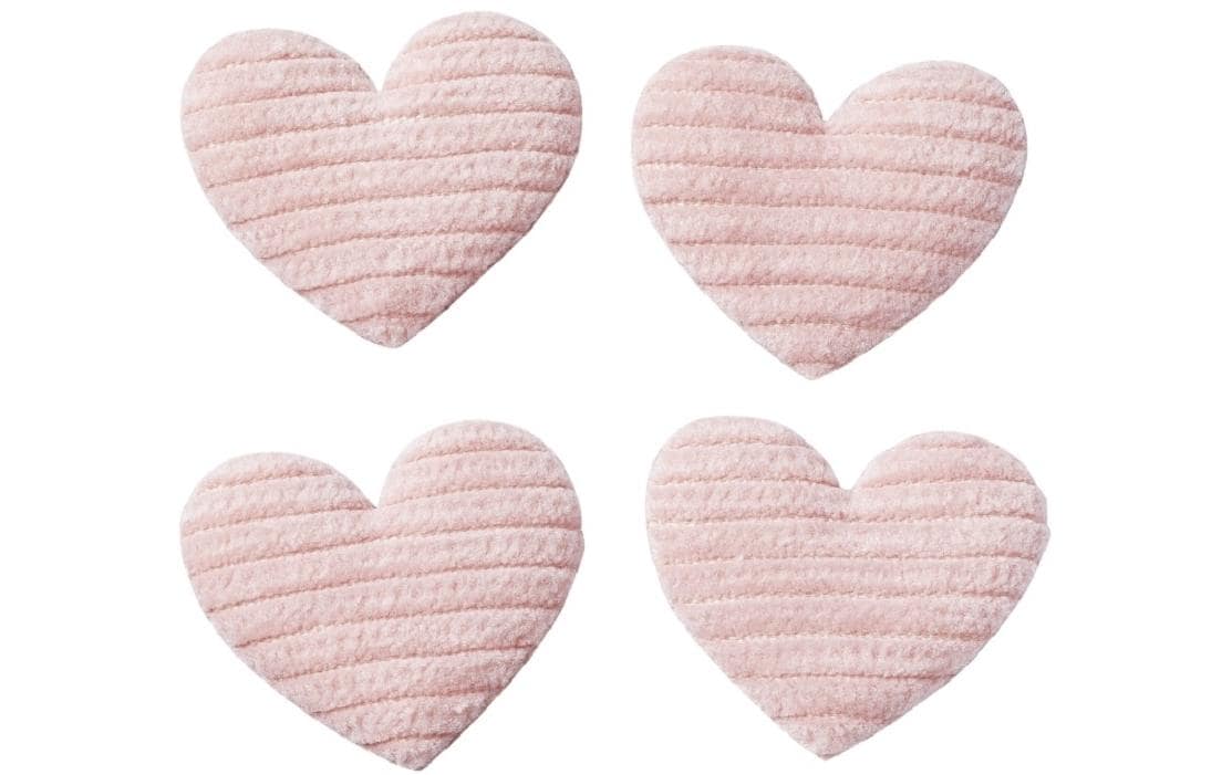 Hobbyfun Mini-Utensilien Stoff Herz rosa 3.5 cm, 4 Stück