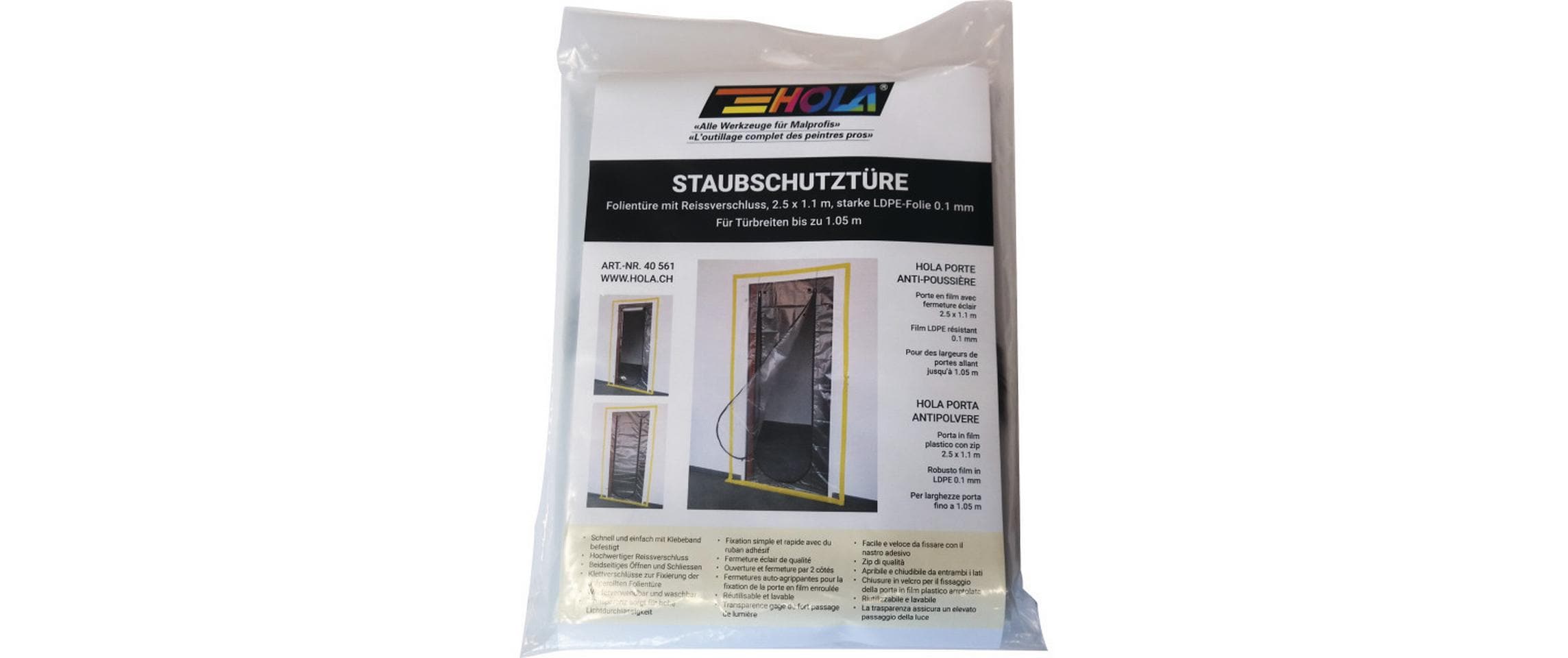 HOLA Staubschutztüre, 2.5 x 1.1 m starke LDPE-Folie 0.1 mm