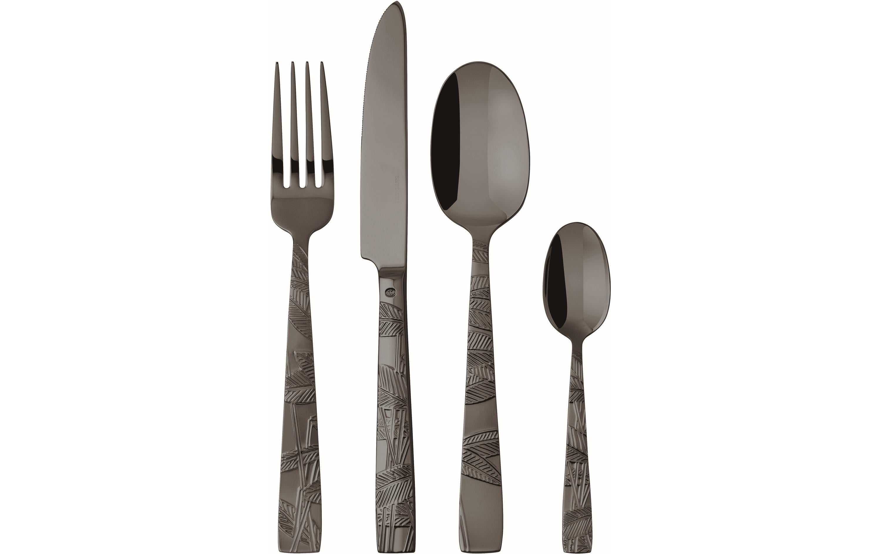 Sambonet Tafelbesteck Jungle Schwarz 24-teilig, Schwarz, PVD