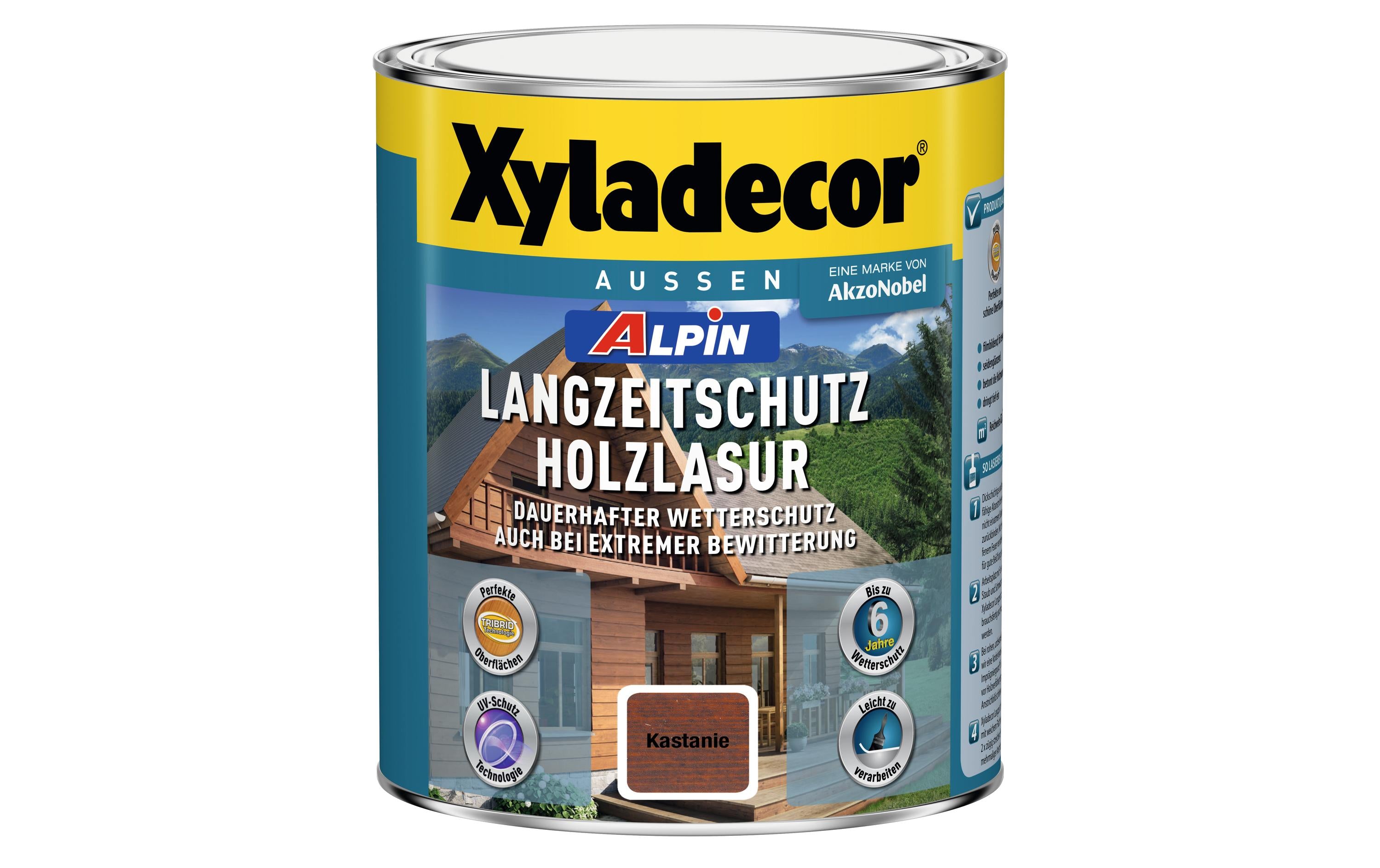 Xyladecor Alpin Langzeitschutz Holzlasur 1 L Kastanie