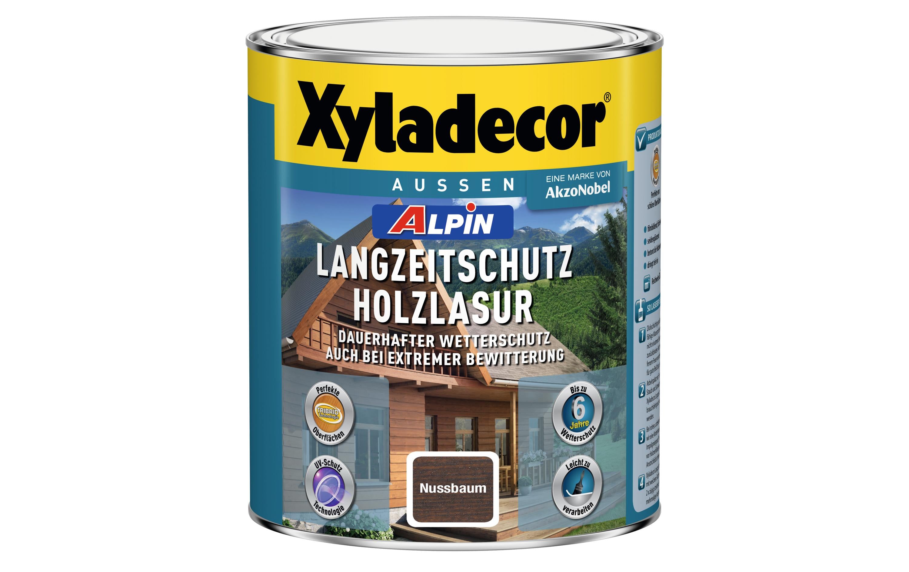 Xyladecor Alpin Langzeitschutz Holzlasur 1 L Nussbaum