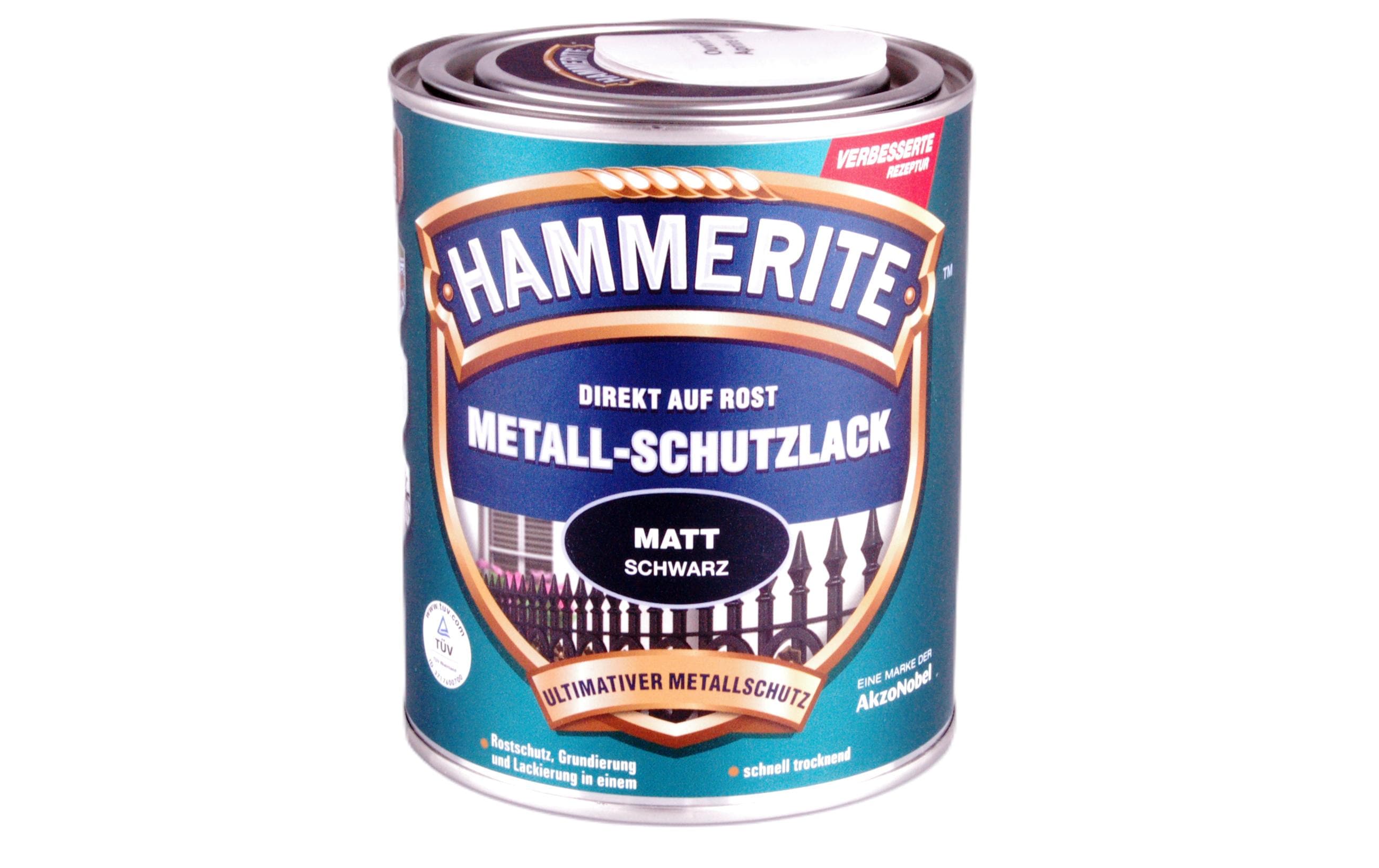 Hammerite Metall-Schutzlack matt schwarz Direkt auf Rost