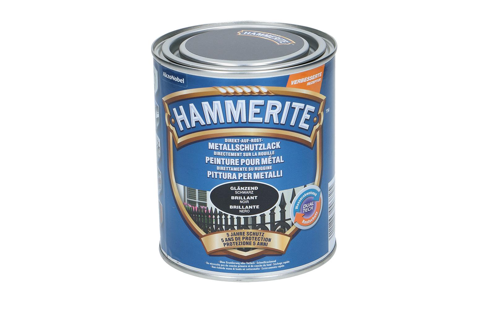 Hammerite Metall-Schutzlack HG schwarz Hochglanz