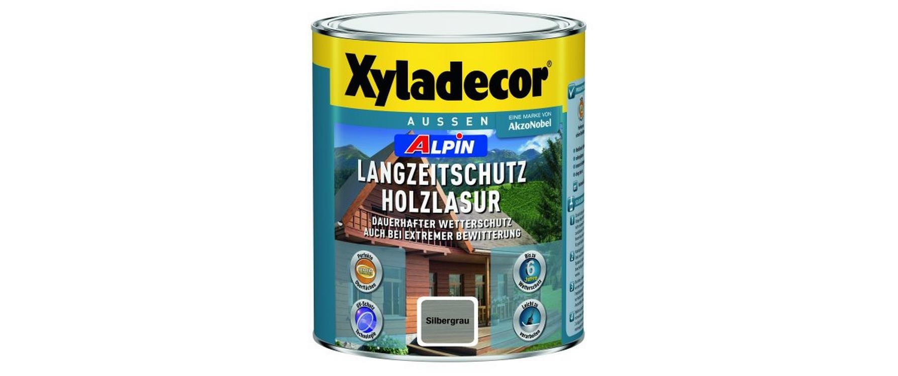 Xyladecor Alpin Langzeitschutz Holzlasur 1 L Silbergrau