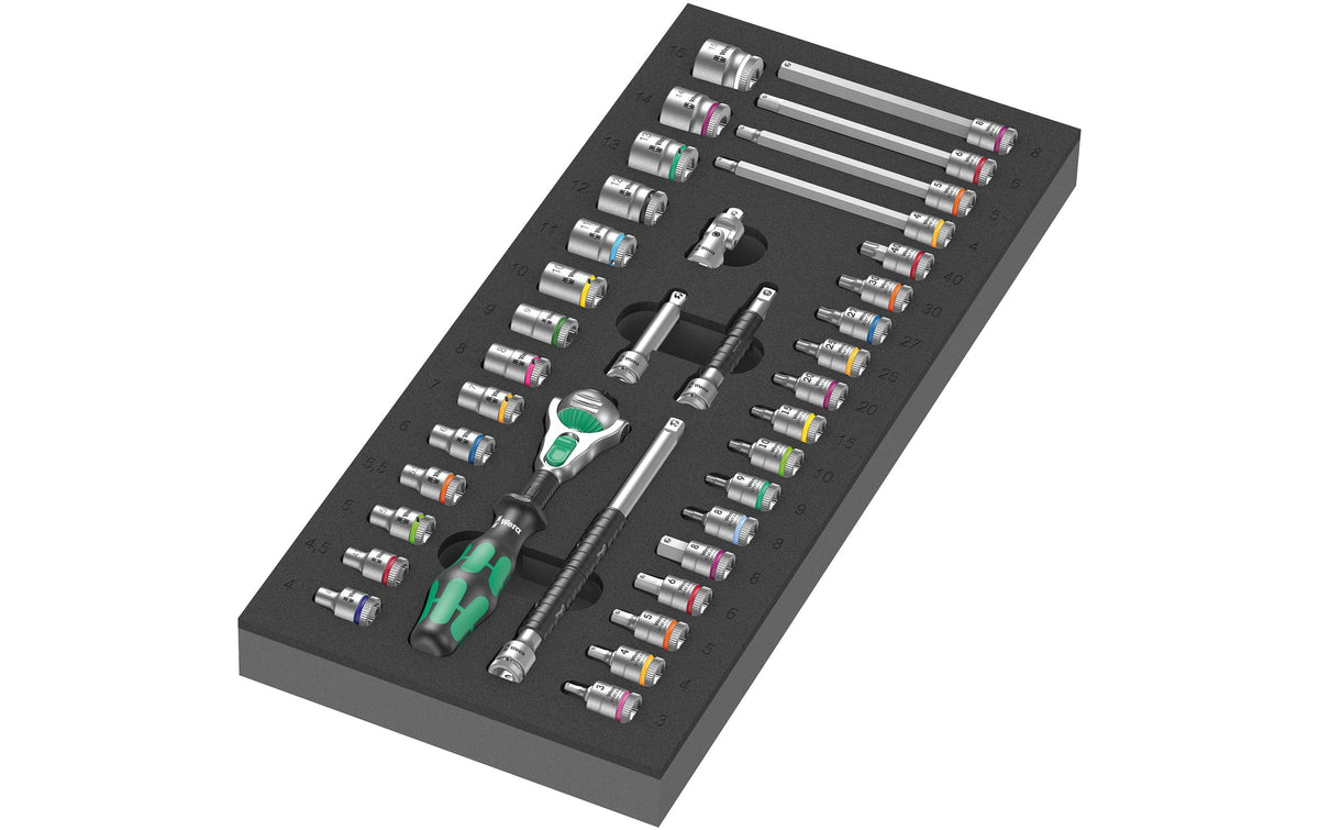 Wera 9720 Schaumstoffeinlage 8000 A Zyklop Zyklop Knarren-Satz, 1/4", 37-teilig