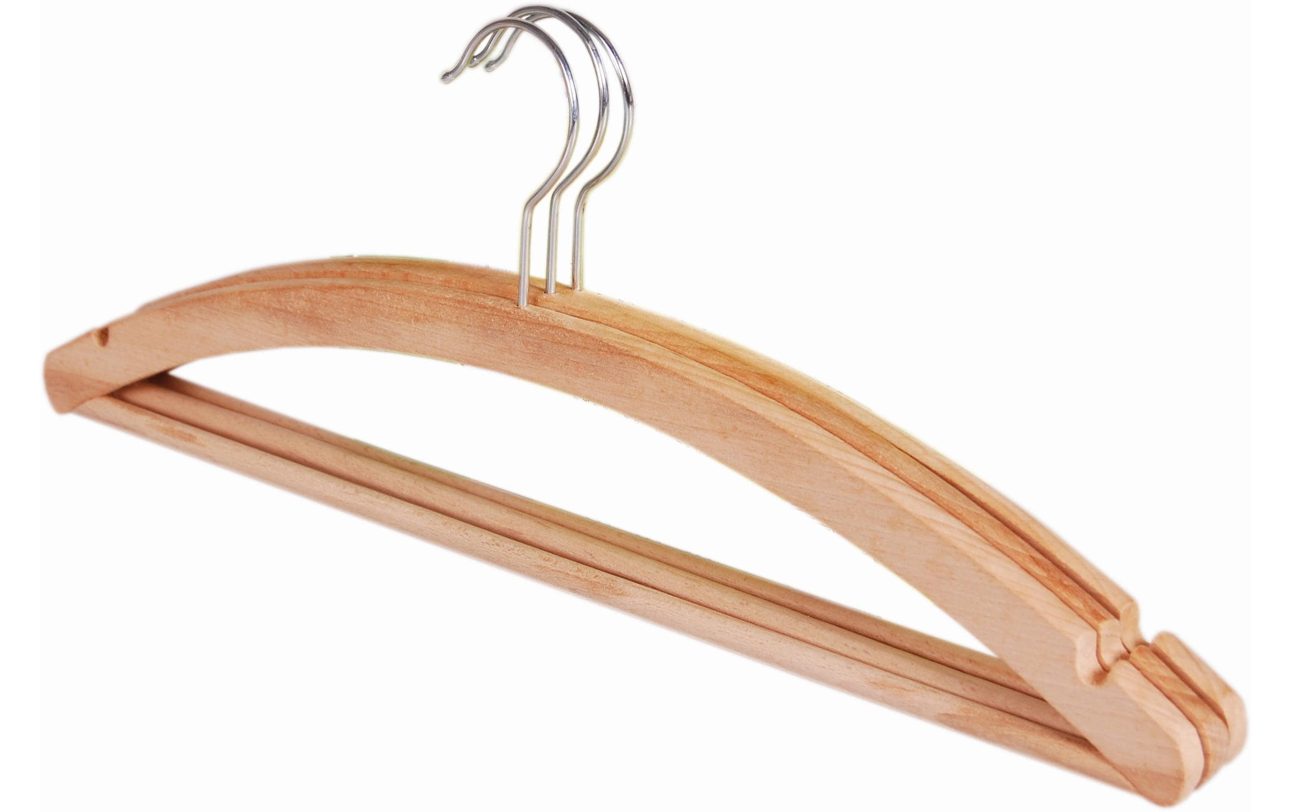 Edi Baur Kleiderbügel mit Steg, Trio Set Buchenholz, 42x15.x2.5cm