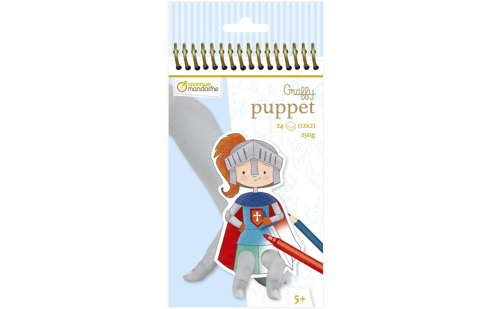 Avenue Mandarine Graffy Puppet 24 Blatt, 250 g/m², Ritter und Drachen