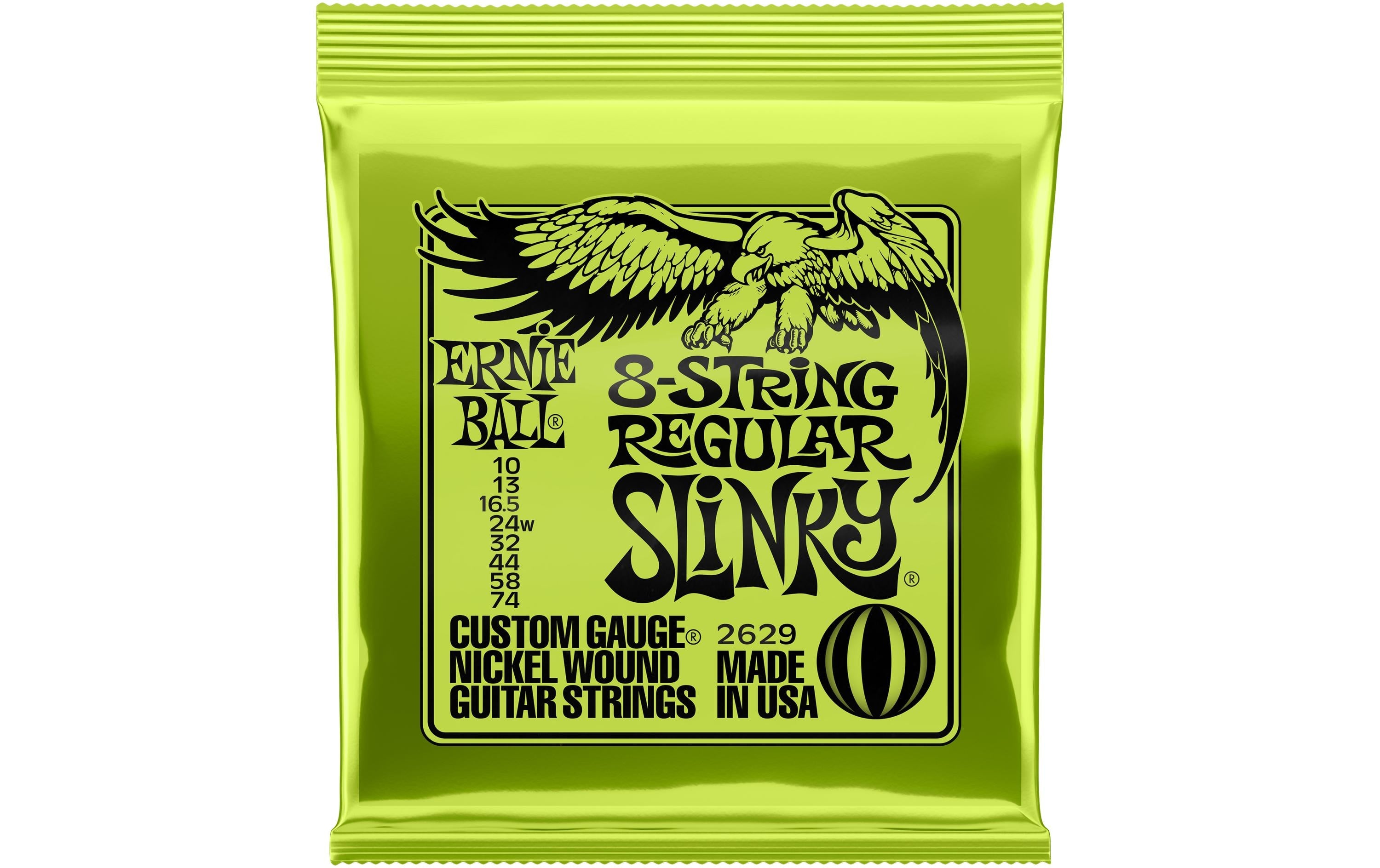 Ernie Ball 2629 Slinky Nickel E-Gitarren Saitensatz, 8 S.,  Regular 10-74