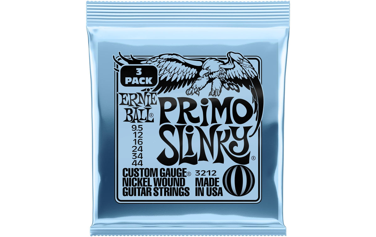 Ernie Ball 3212 Slinky Nickel, 3er Pack E-Gitarren Saitensatz, Primo 9,5-44