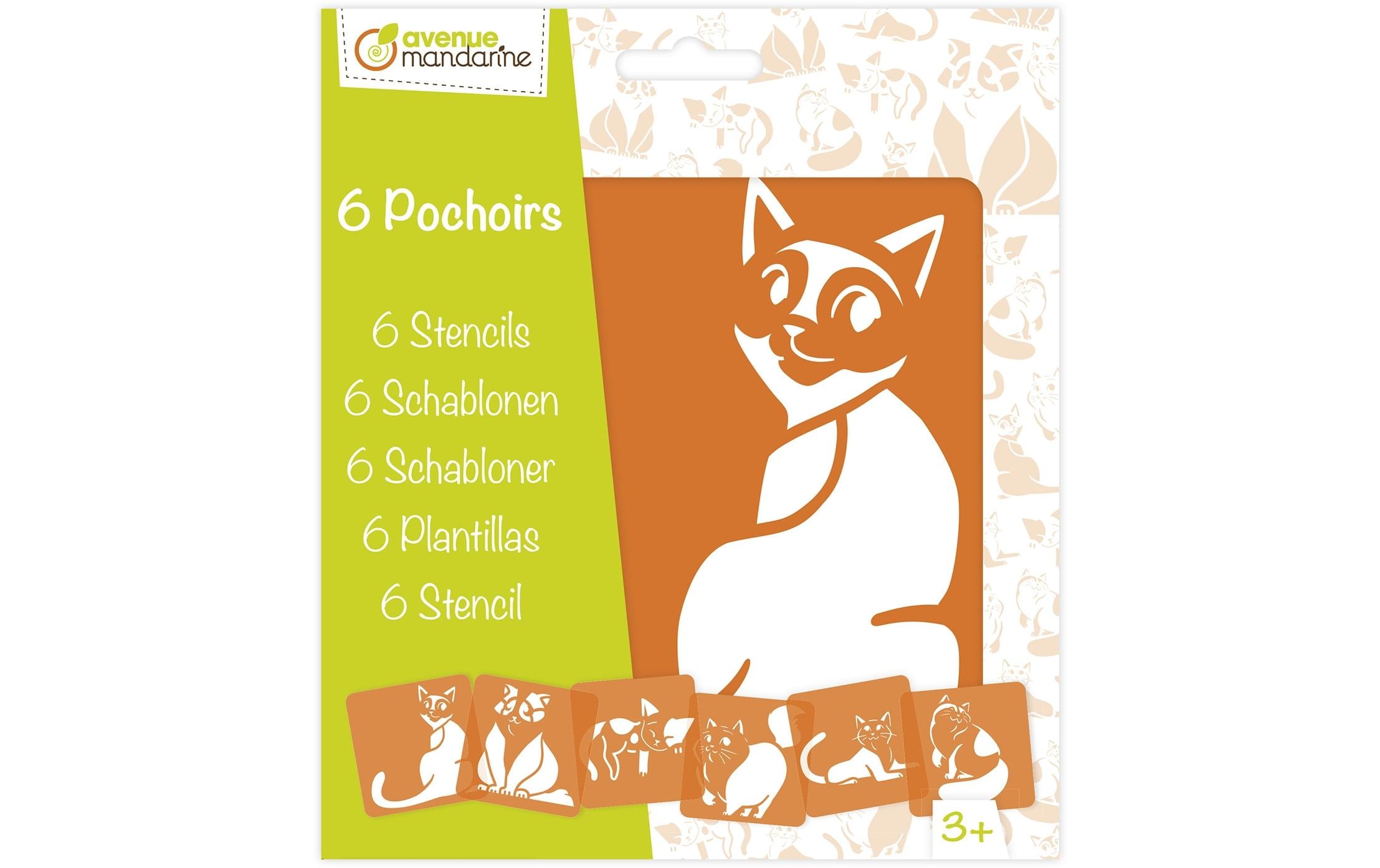 Avenue Mandarine Schablonen Set Katzen 15.2 x 17.5 cm, 6 Schablonen