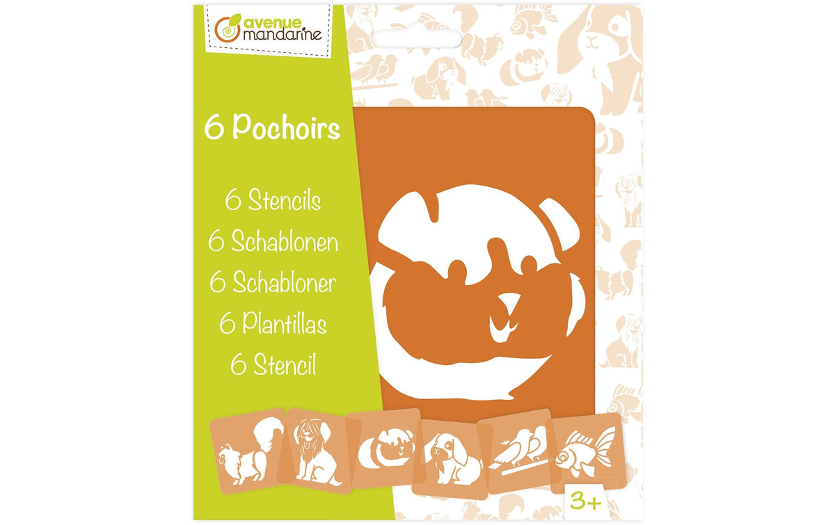 Avenue Mandarine Schablonen Set Haustiere 15.2 x 17.5 cm, 6 Schablonen
