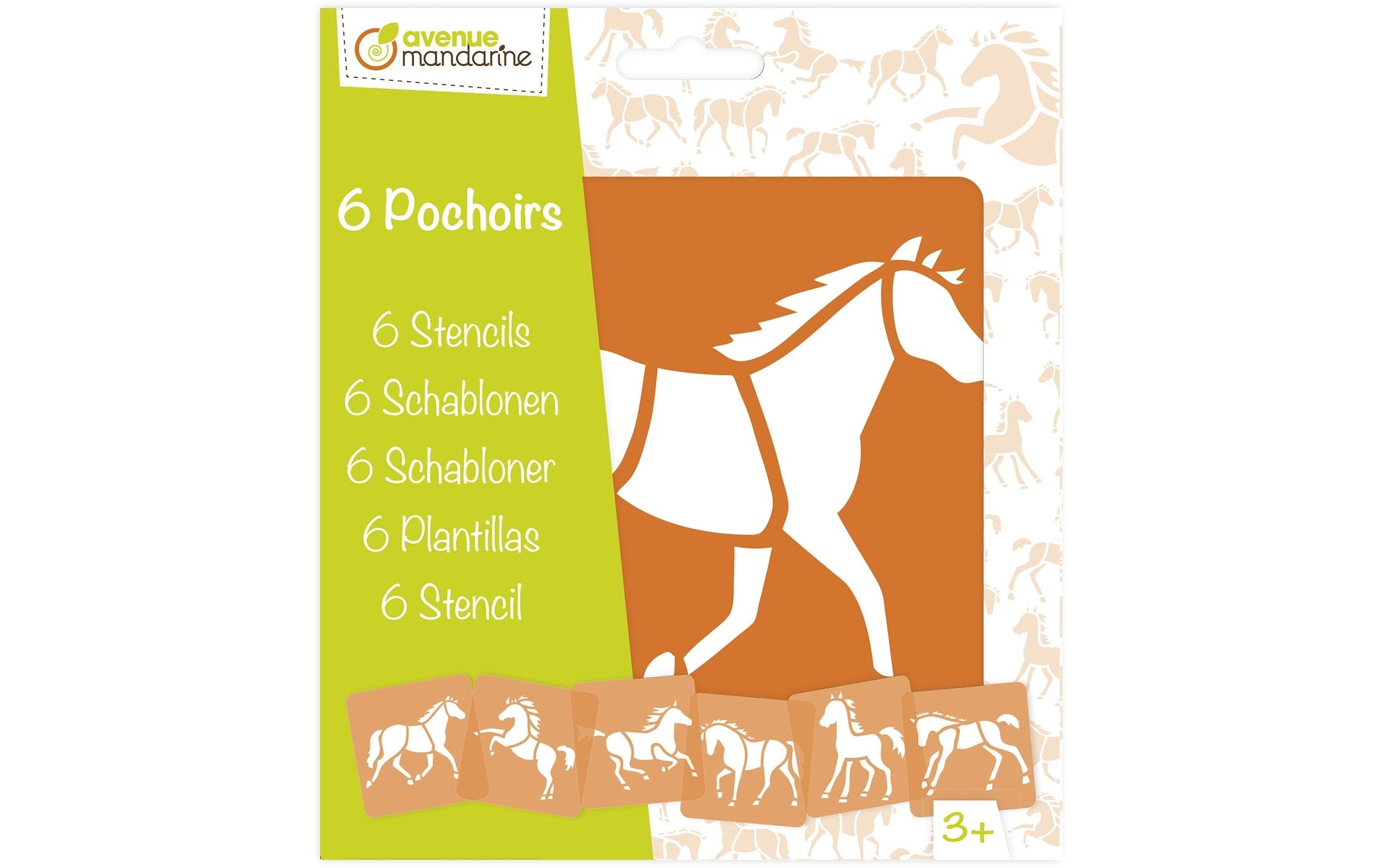 Avenue Mandarine Schablonen Set Pferde 15.2 x 17.5 cm, 6 Schablonen
