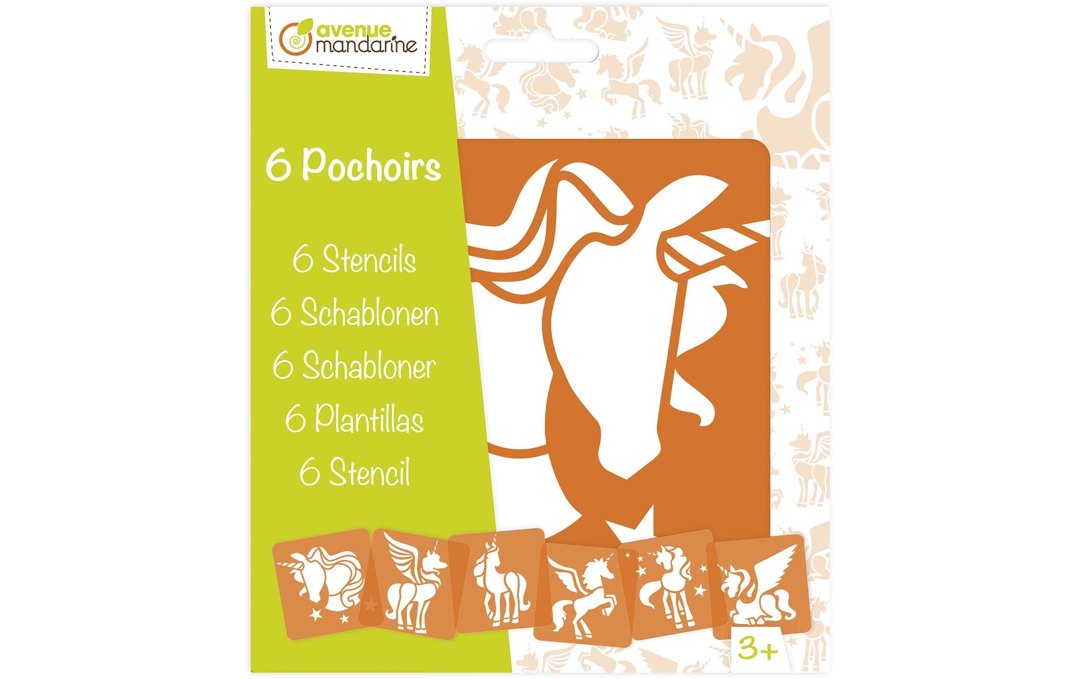 Avenue Mandarine Schablonen Set Einhörner 15.2 x 17.5 cm, 6 Schablonen