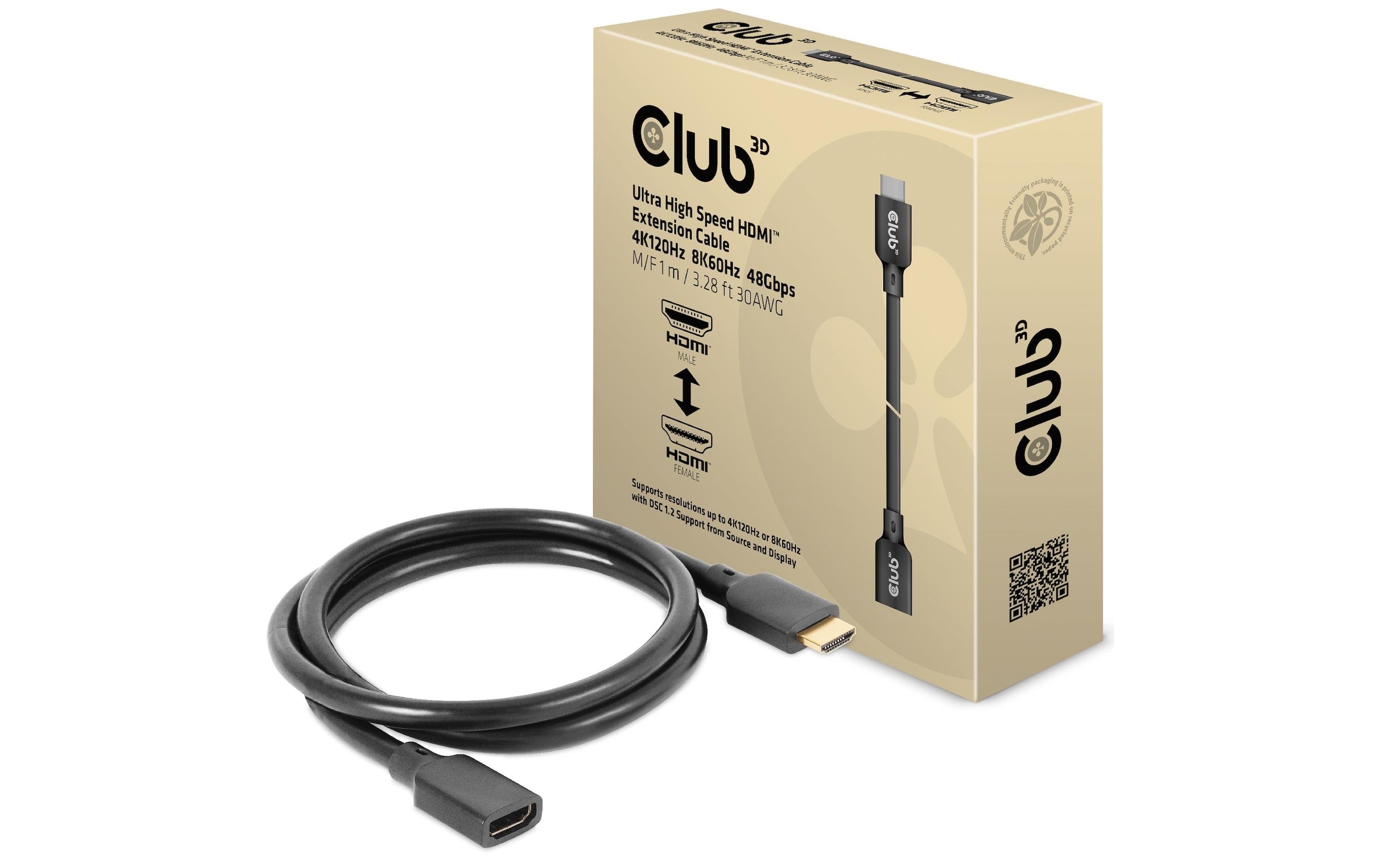 Club 3D, Ultra High Speed HDMI Verlängerungskabel, 1.0 Meter