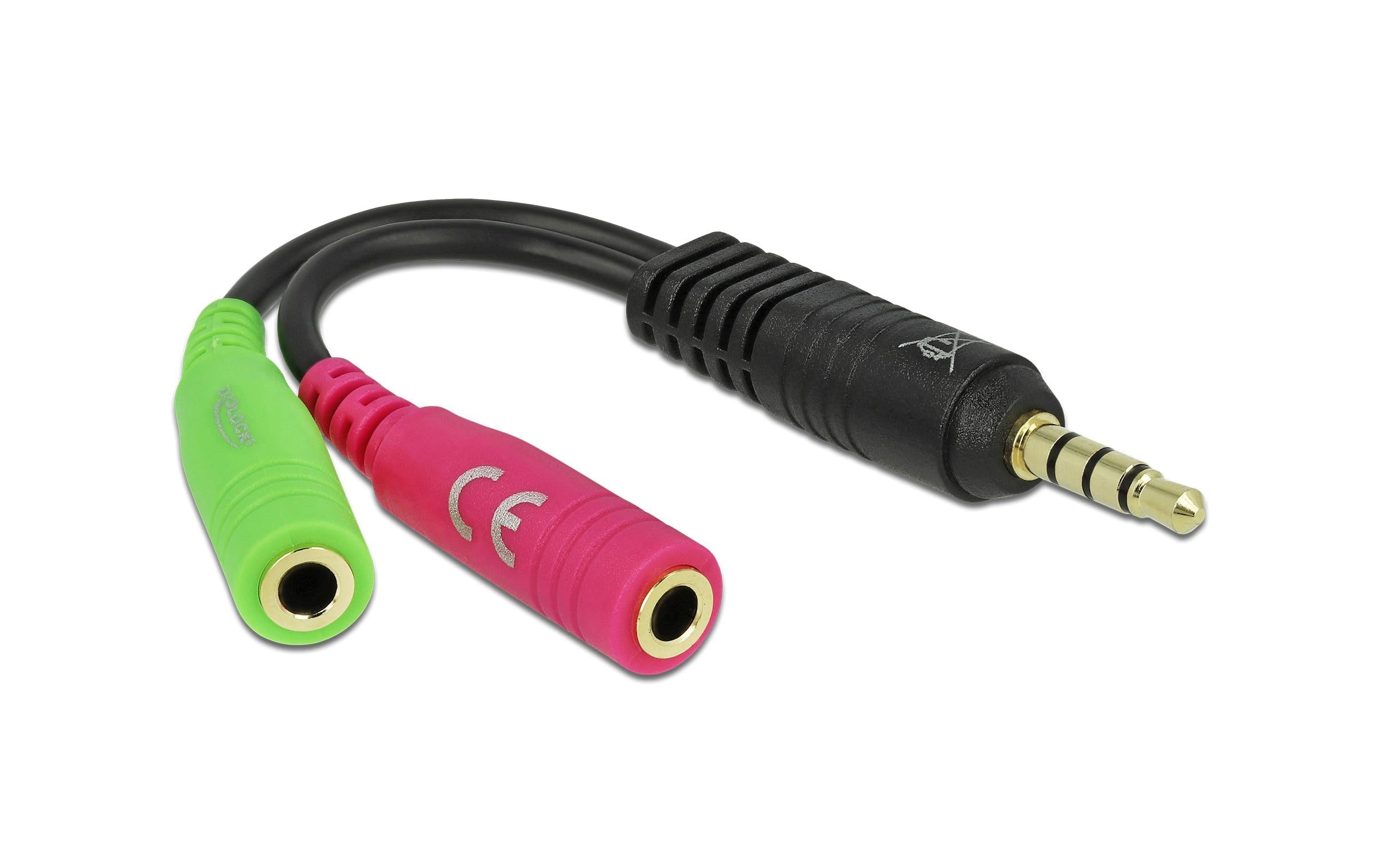 Delock Headset Adapter 1x3.5mm 4 Pin Klinkenstecker zu 2x3.5mm 3Pin Buchse