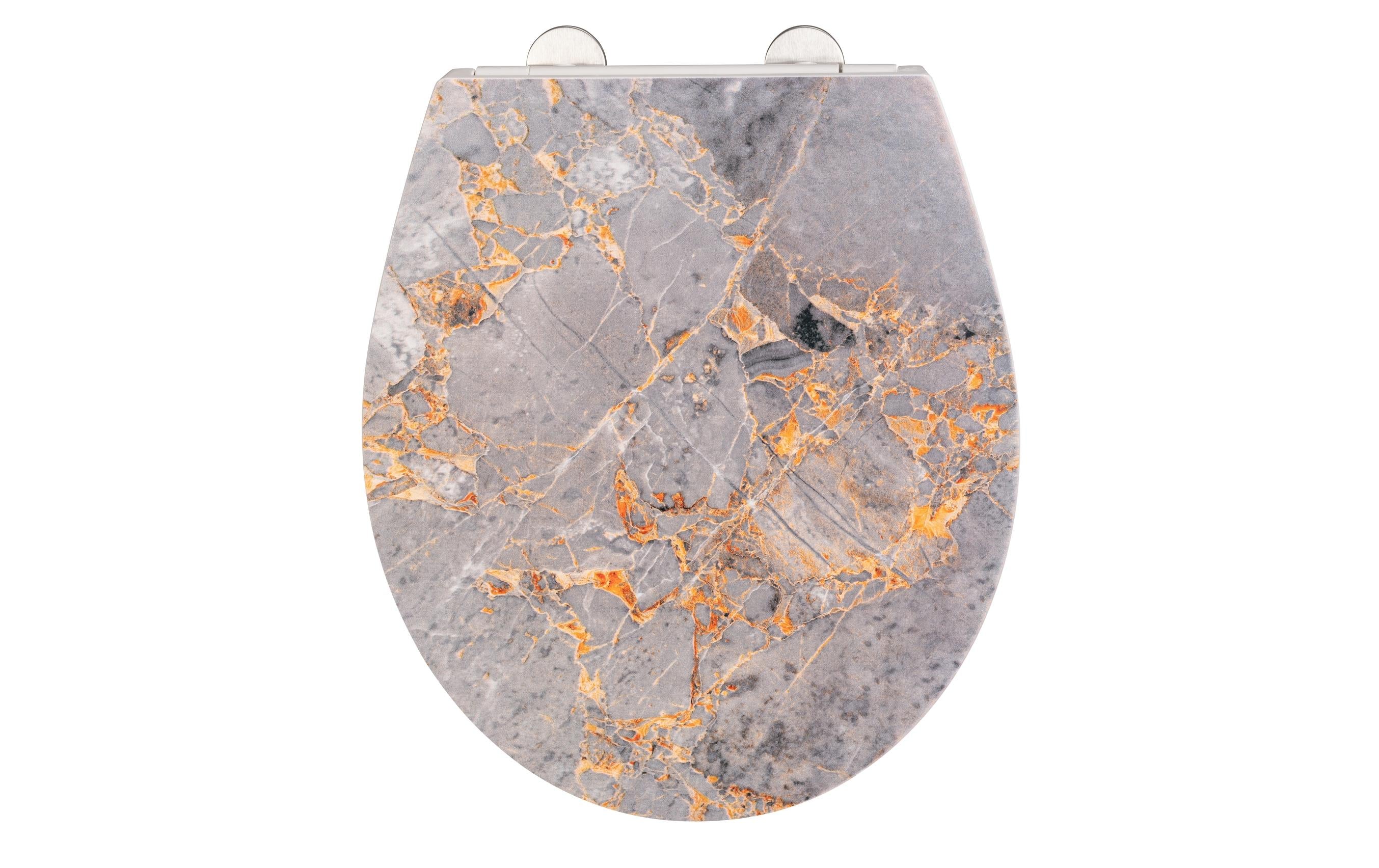 Wenko WC-Sitz Grey Marble Duroplast, Marmoroptik
