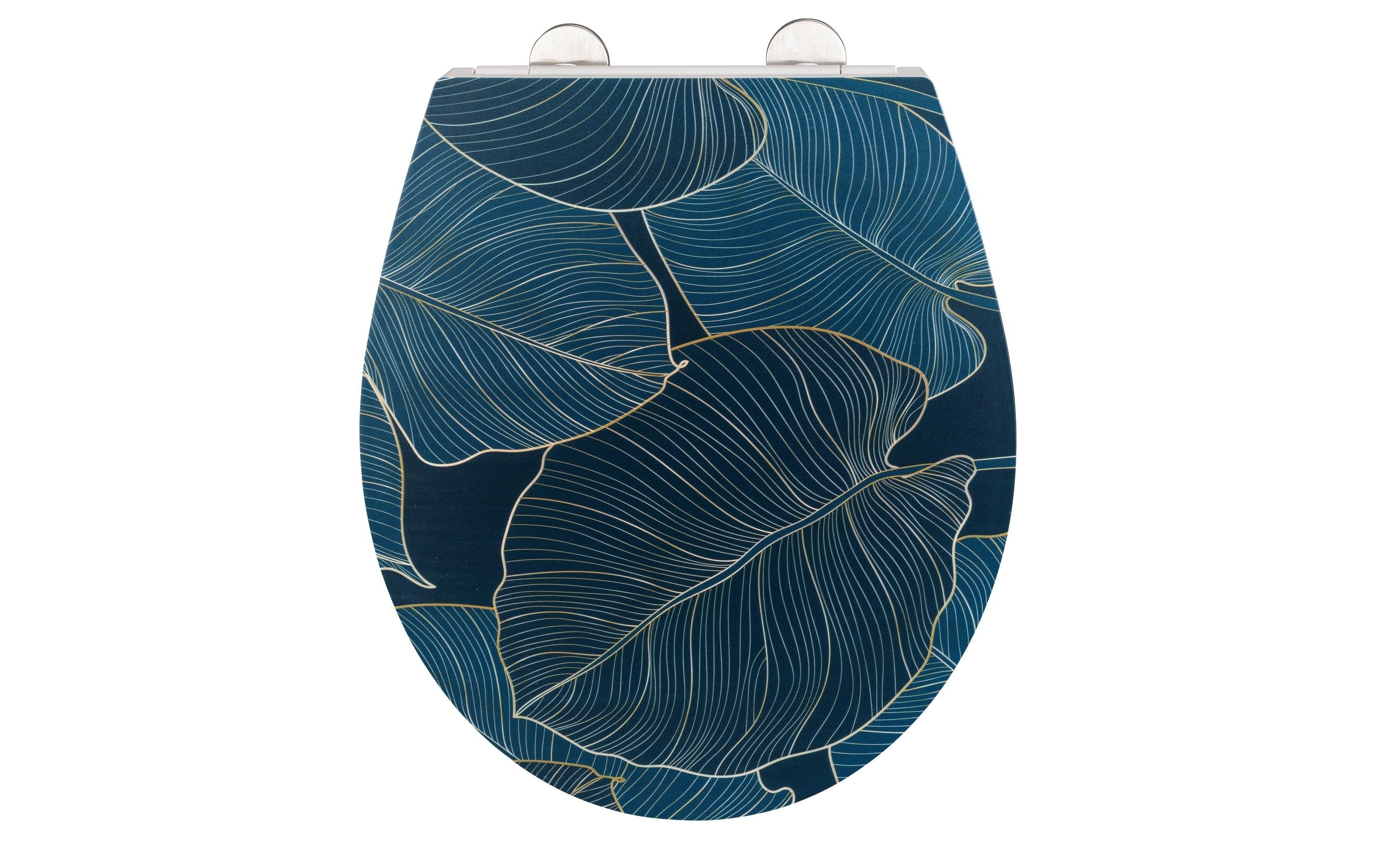 Wenko WC-Sitz Big Leaves, Duroplast Blau/Grüne Blätter
