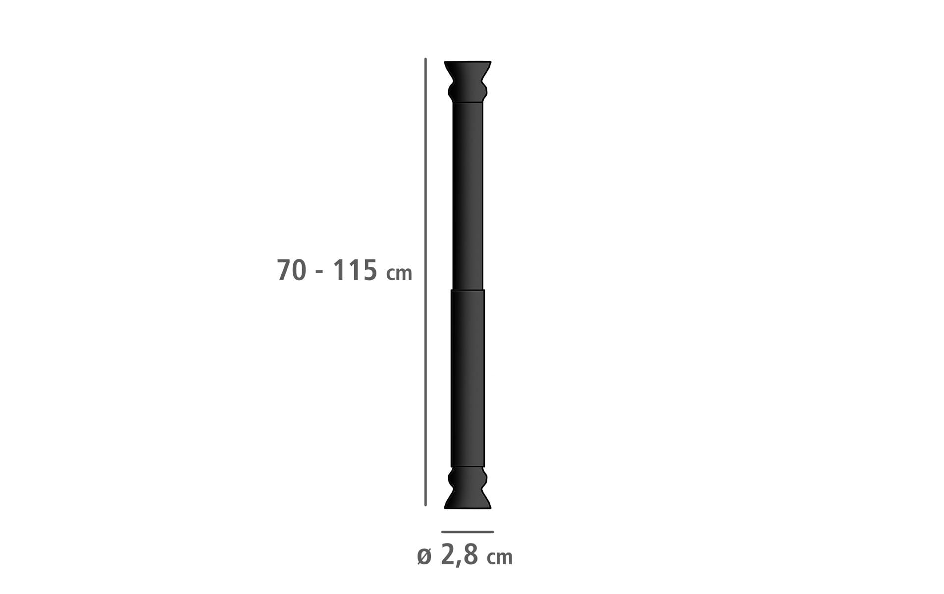 Wenko Duschvorhangstange Teleskop Metall D:2cm, L:70-115cm, schwarz